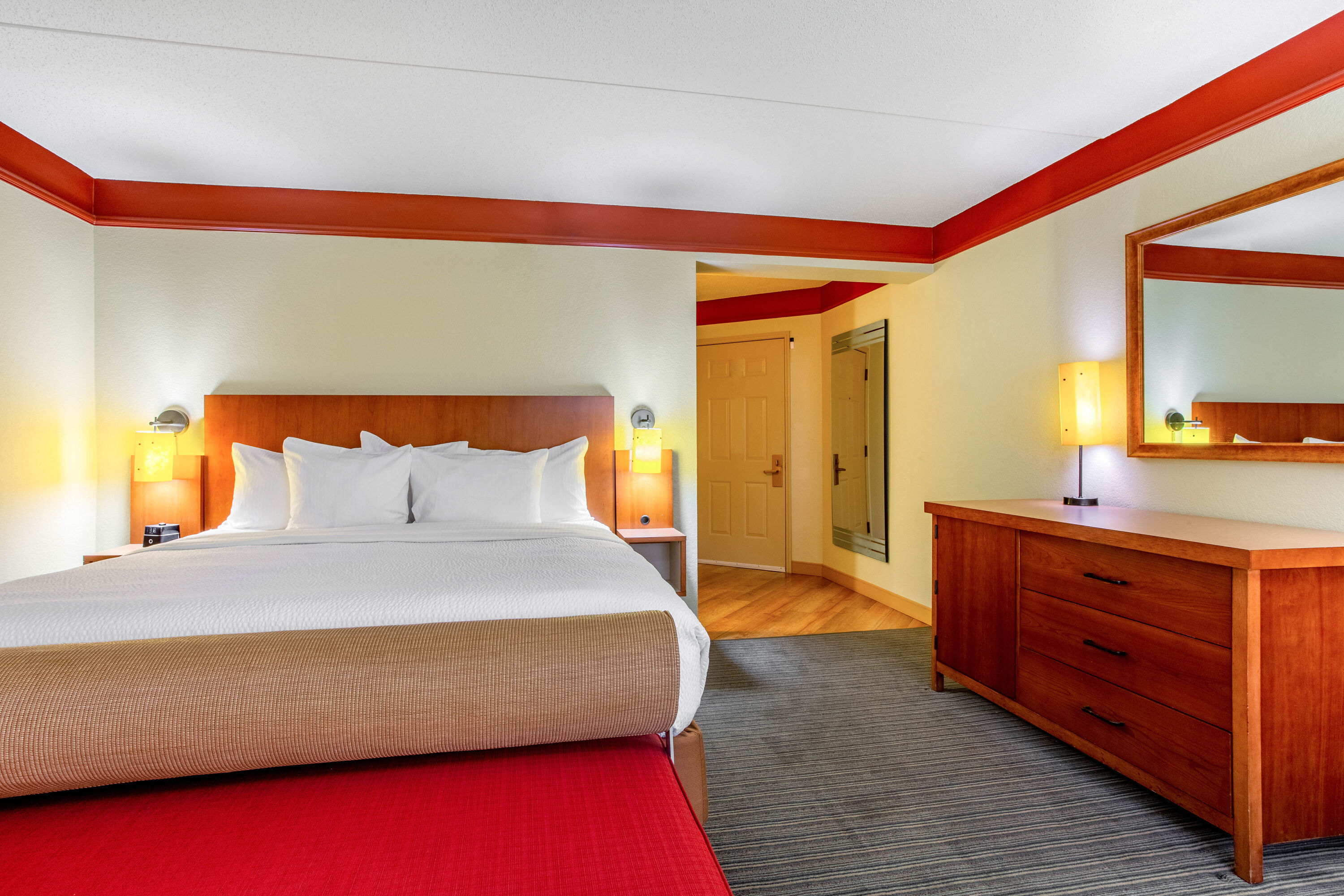Guest room at the La Quinta Inn & Suites by Wyndham Raleigh Crabtree in Raleigh, North Carolina
