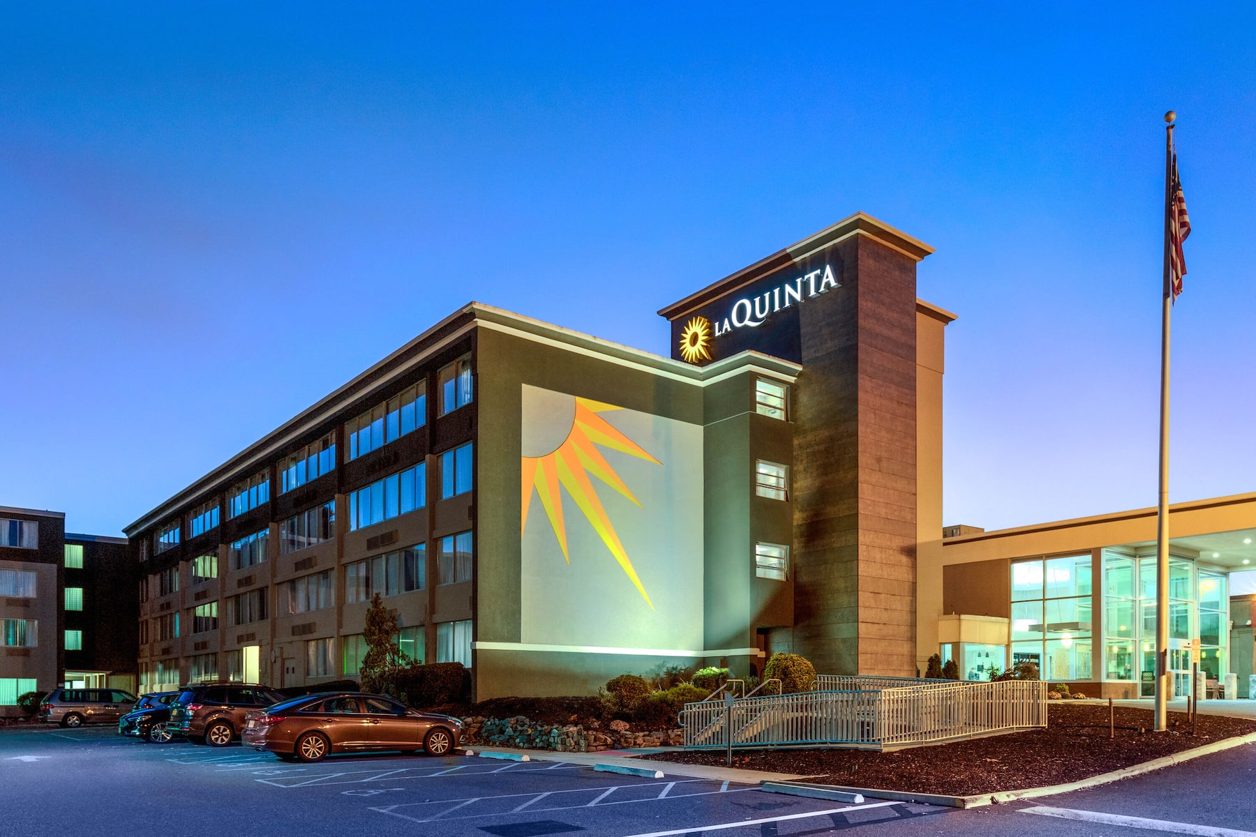 Exterior Dusk Image of La Quinta Inn & Suites by Wyndham Clifton/Rutherford hotel in Clifton, New Jersey