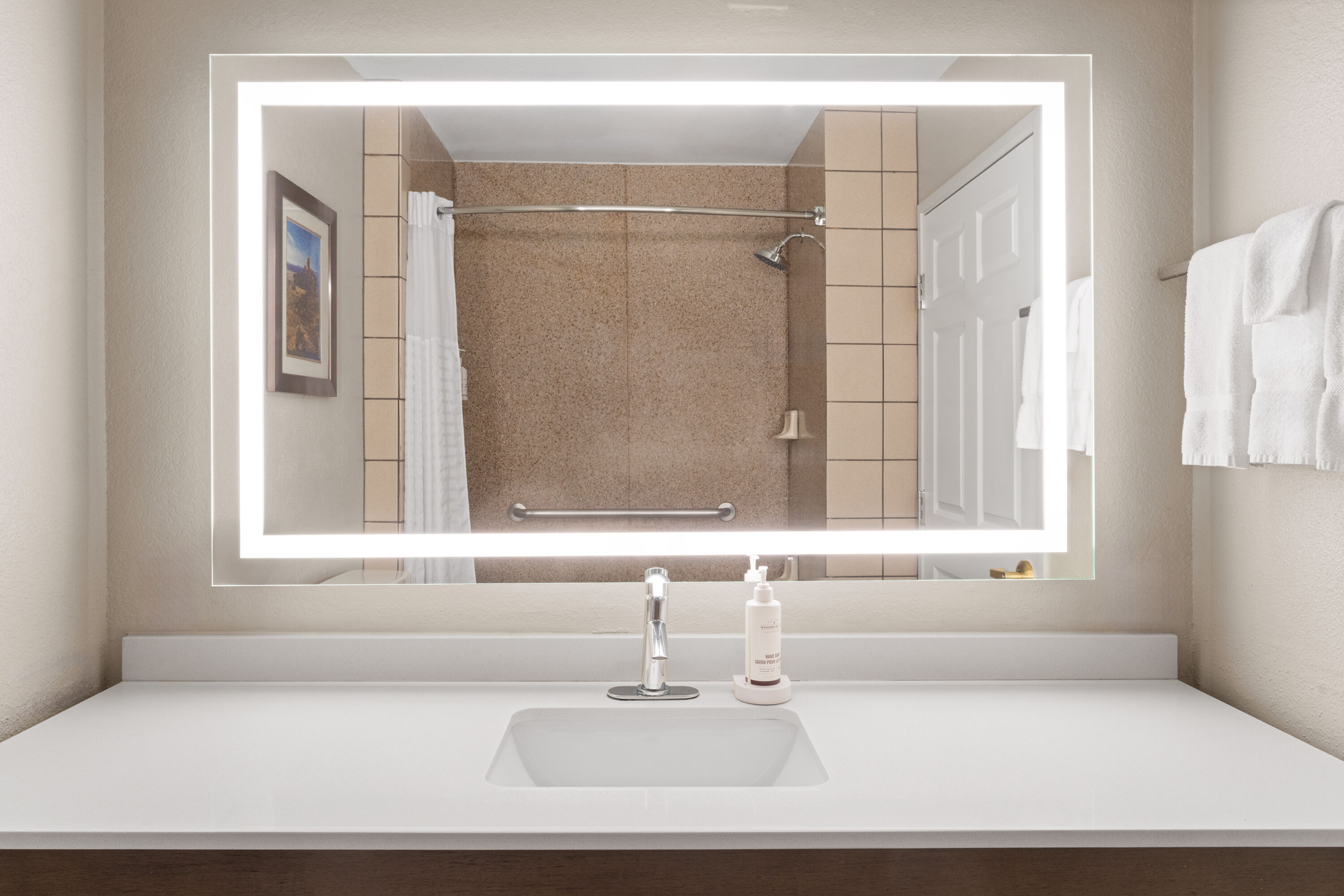 Guest room bath at the La Quinta Inn & Suites by Wyndham Gallup in Gallup, New Mexico