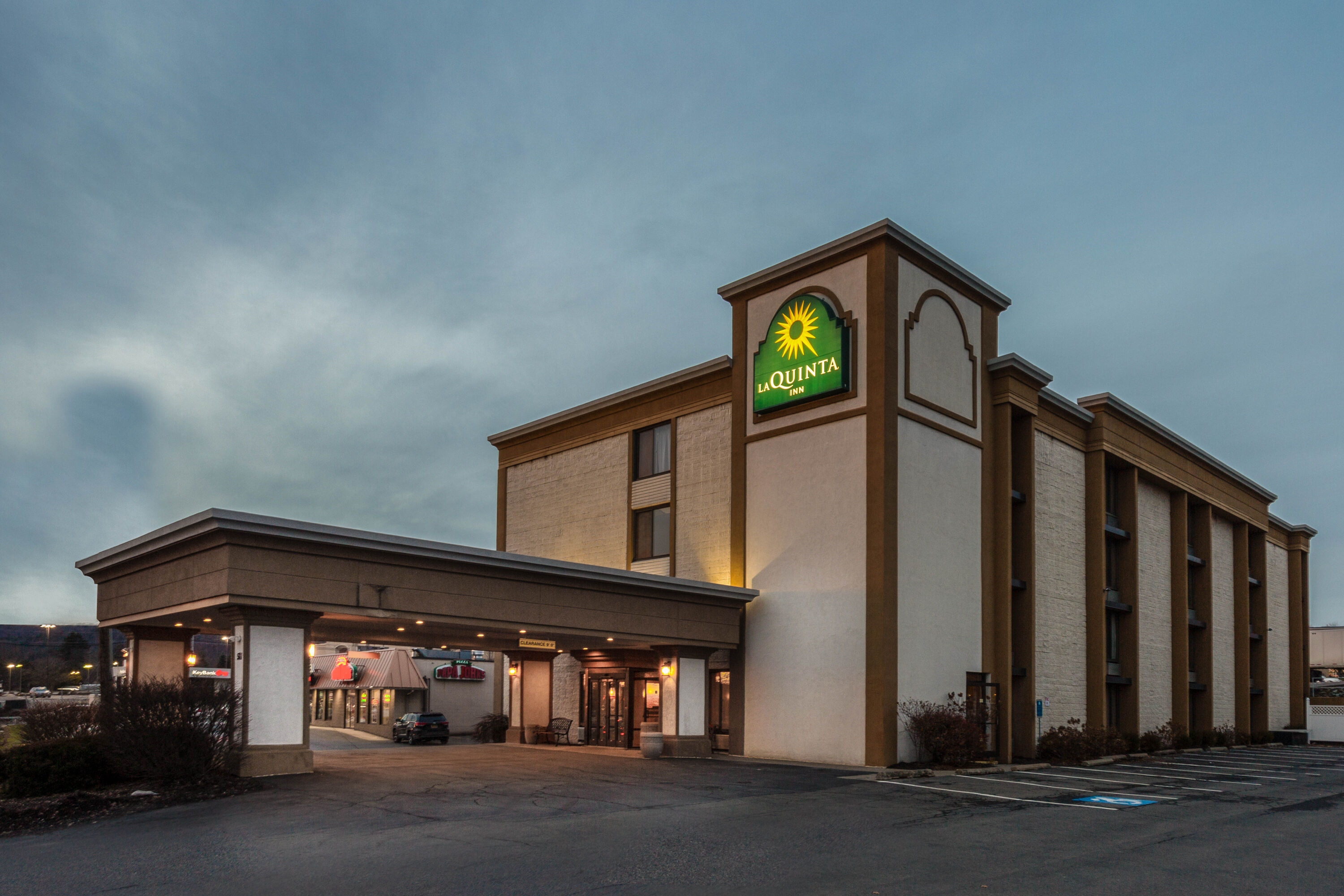 Exterior Dusk Image of La Quinta Inn by Wyndham Binghamton - Johnson City hotel in Johnson City, New York
