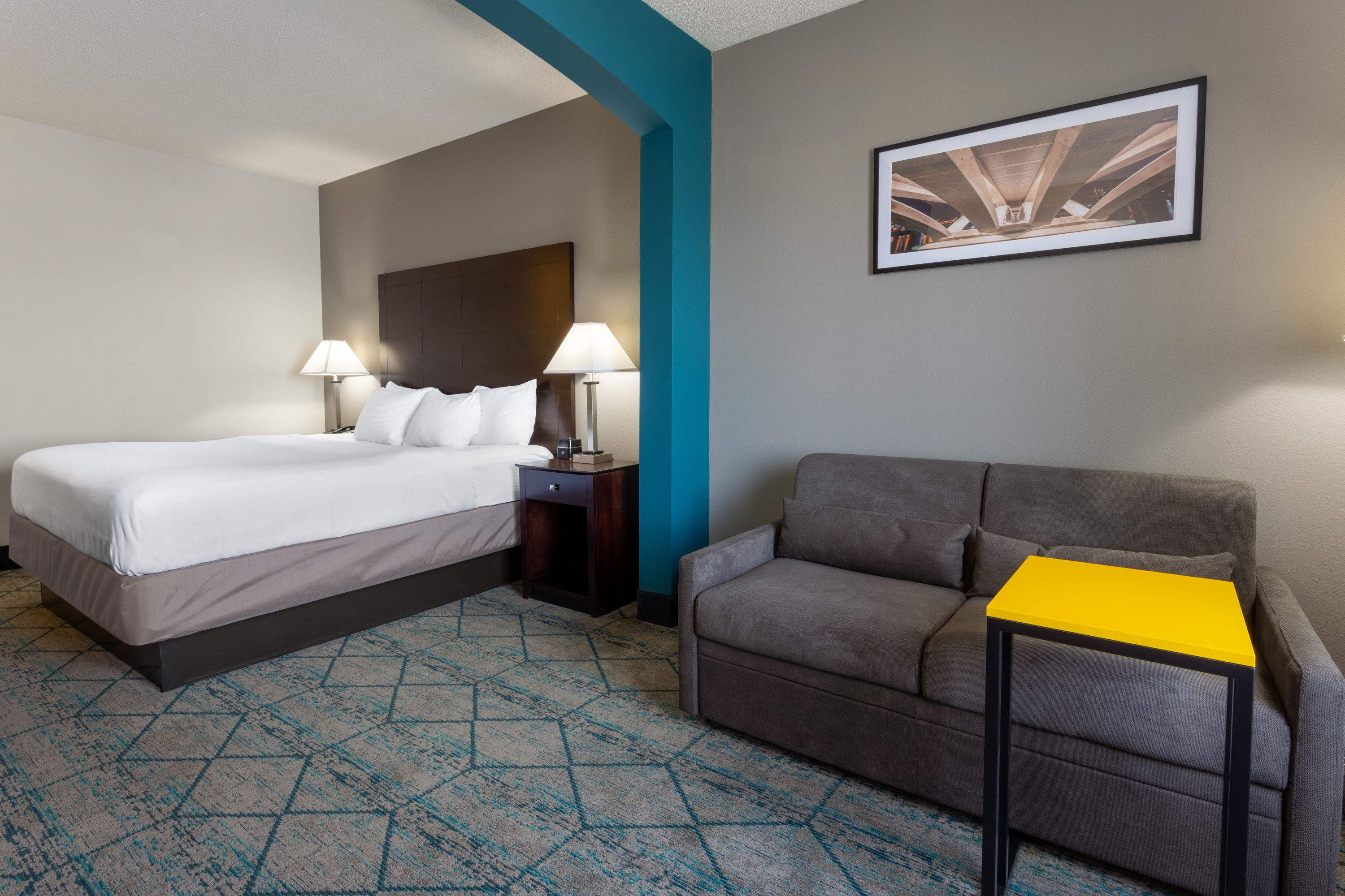 Guest room at the La Quinta Inn & Suites by Wyndham Columbus West - Hilliard in Columbus, Ohio