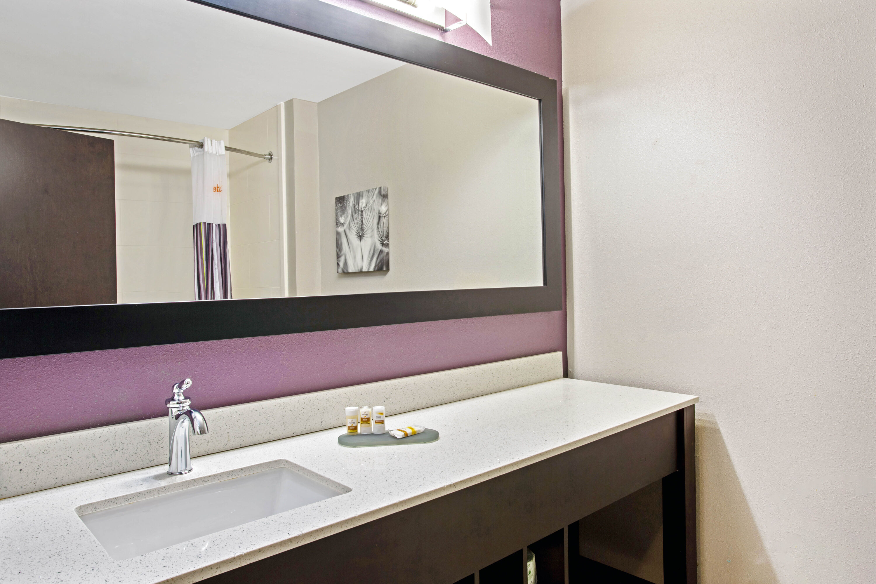 Guest room bath at the La Quinta Inn & Suites by Wyndham York in York, Pennsylvania
