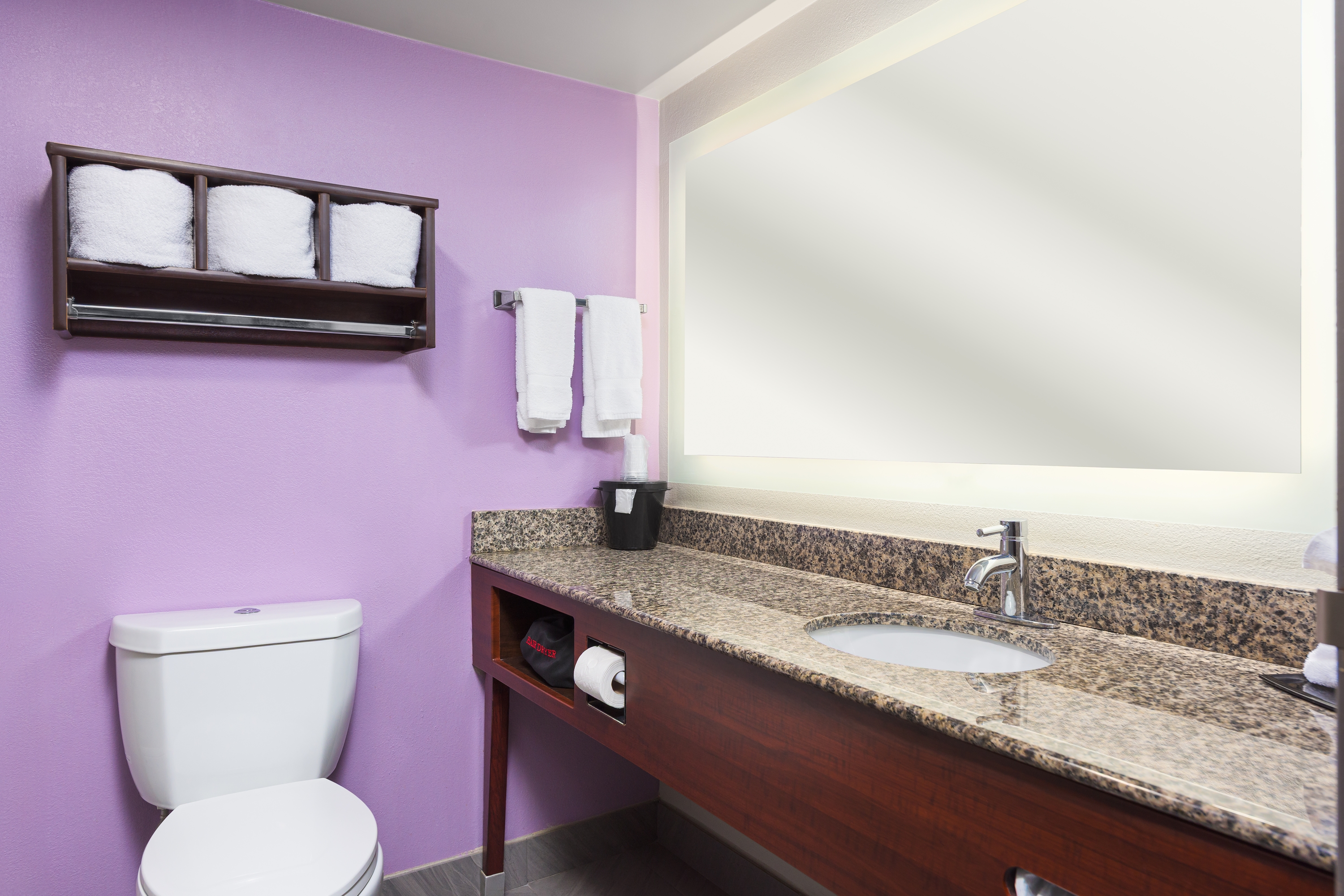 Guest room bath at the La Quinta Inn & Suites by Wyndham Clarksville in Clarksville, Tennessee