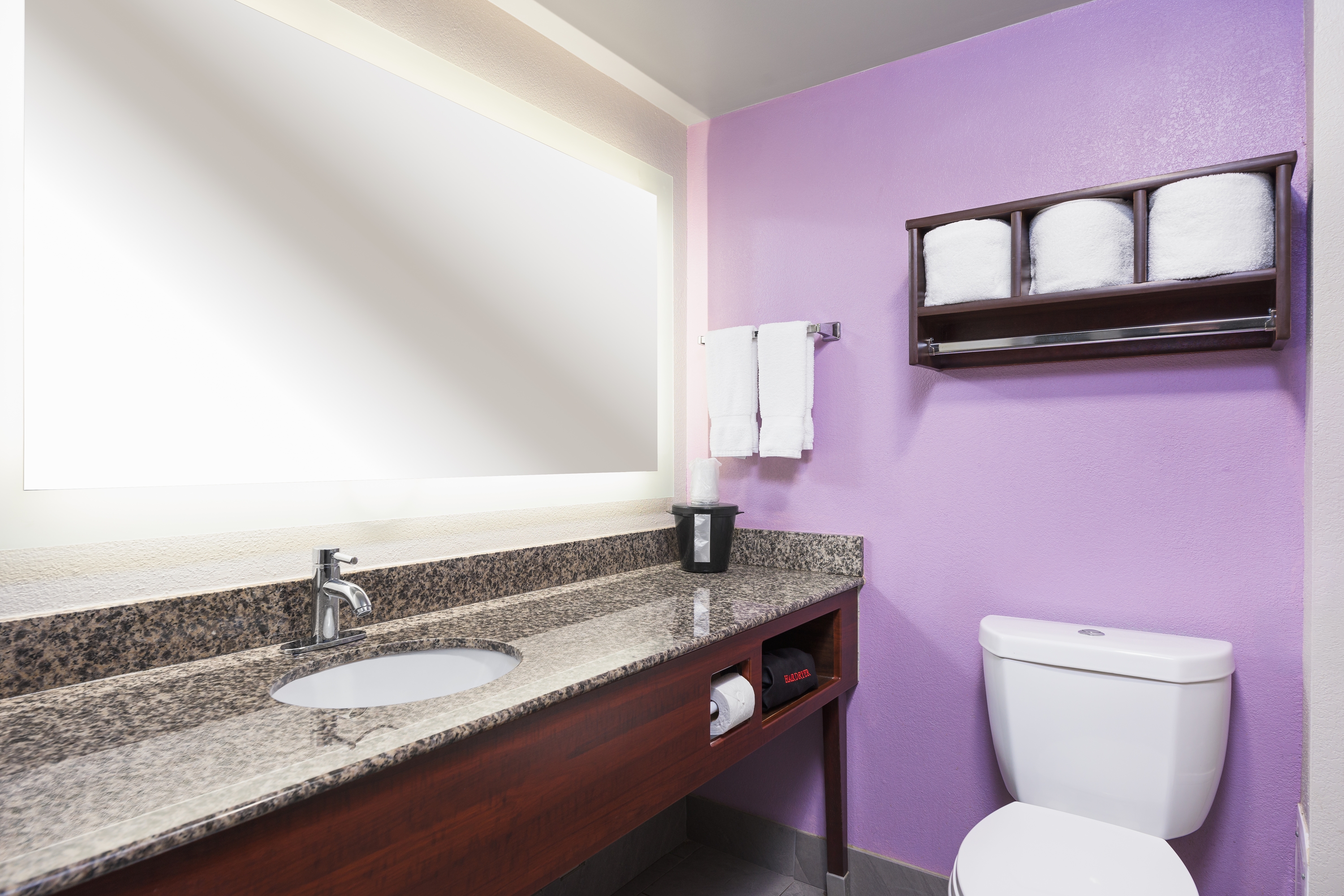 Guest room bath at the La Quinta Inn & Suites by Wyndham Clarksville in Clarksville, Tennessee
