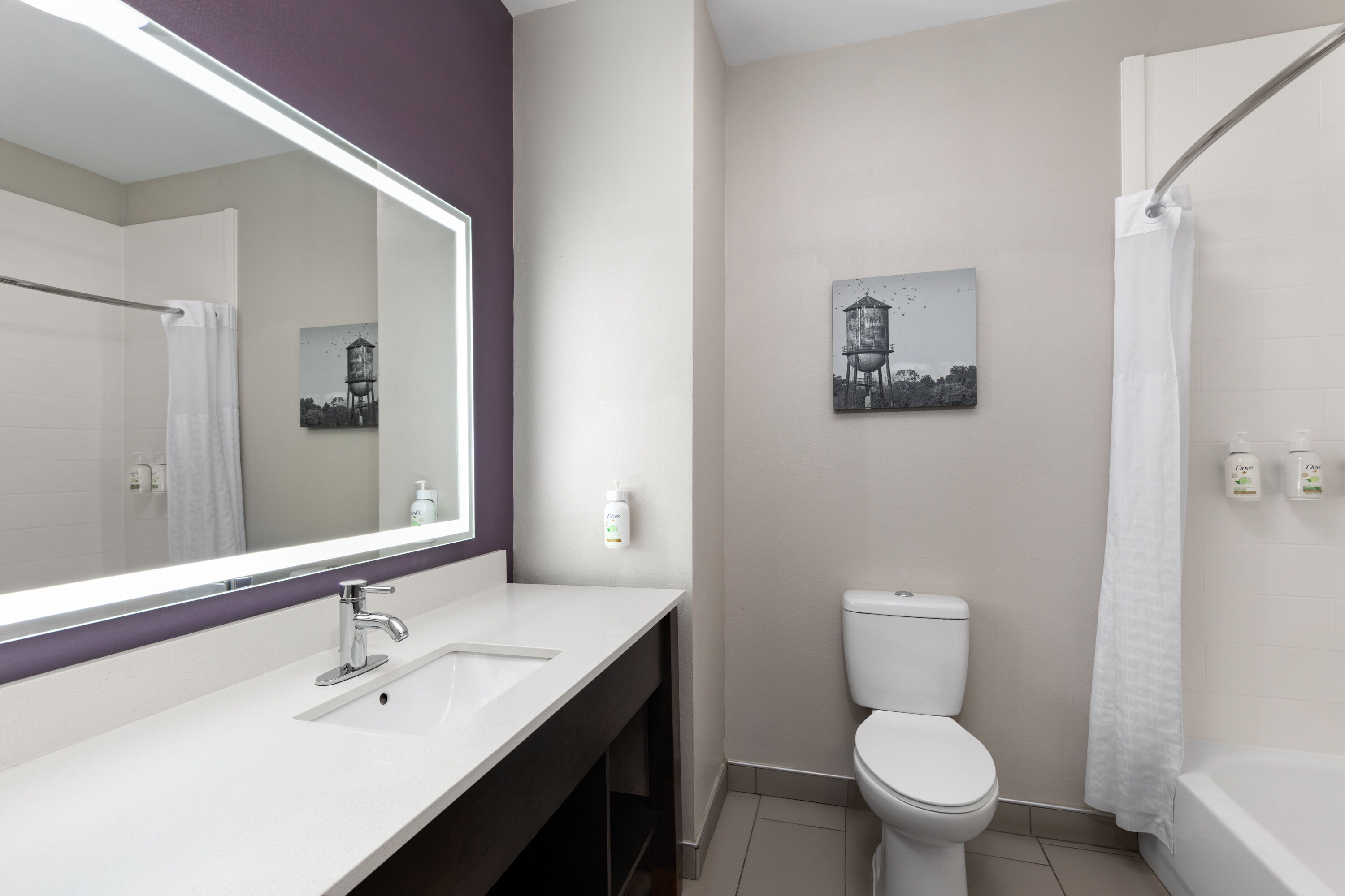 Guest room bath at the La Quinta Inn & Suites by Wyndham Loudon in Loudon, Tennessee