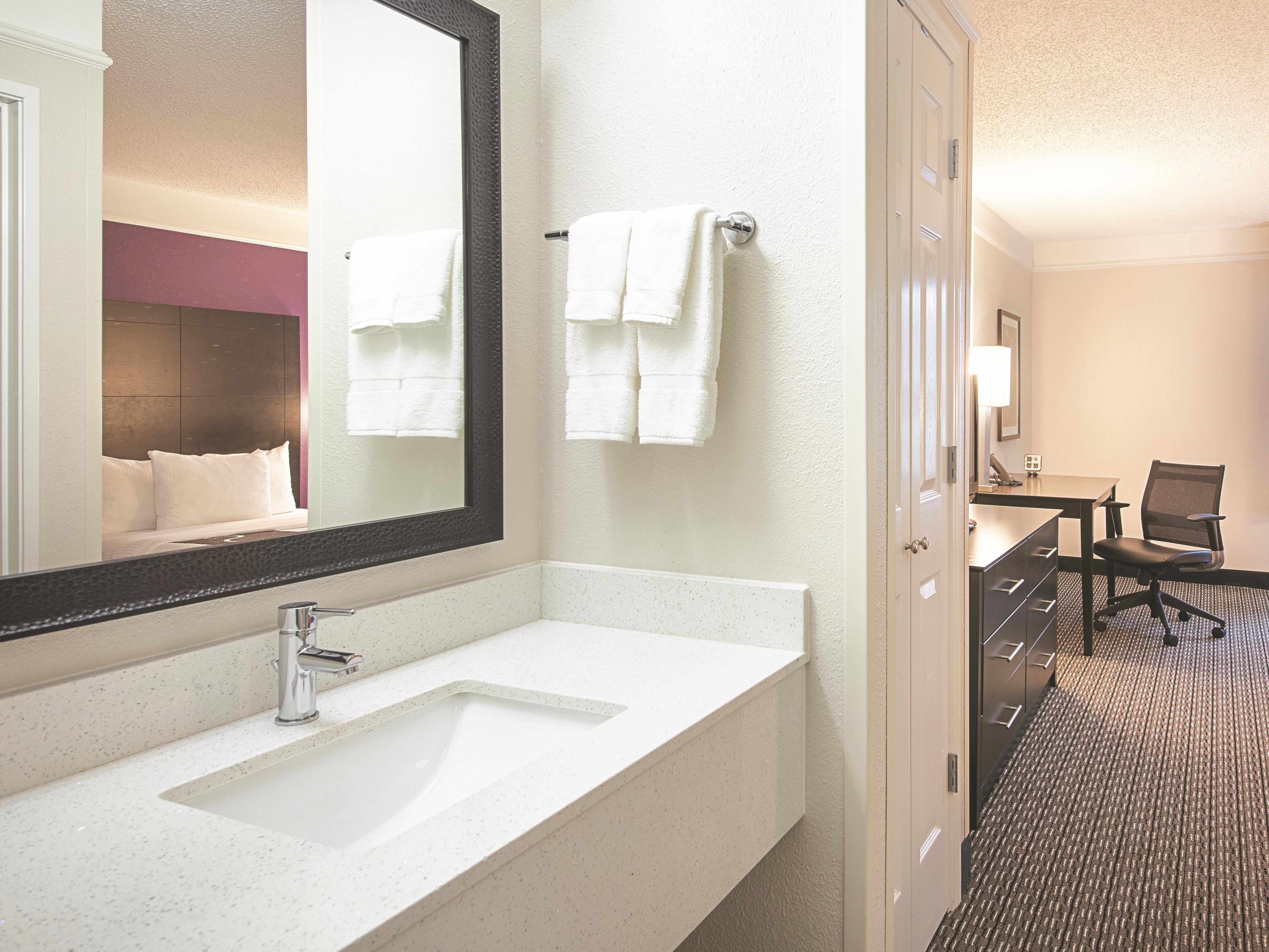 Guest room at the La Quinta Inn & Suites by Wyndham Austin Round Rock in Austin, Texas