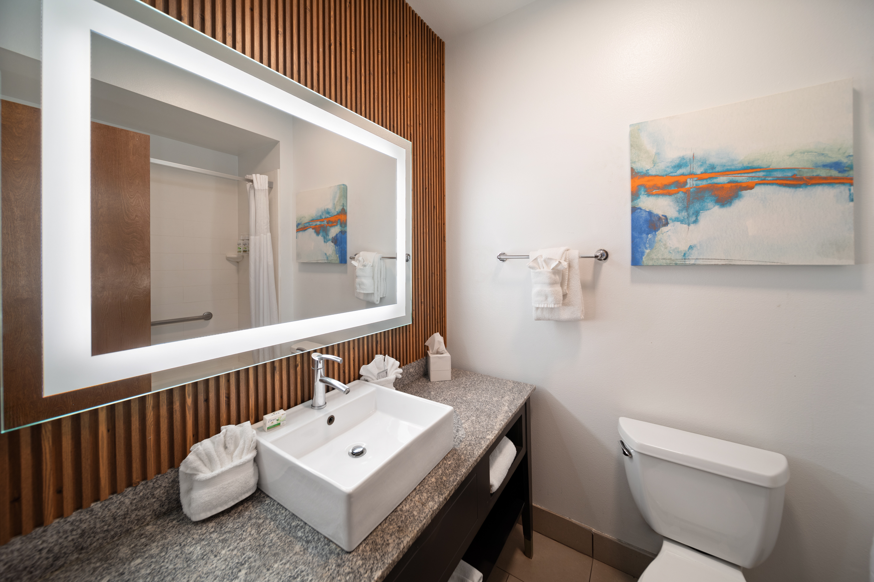 Guest room bath at the La Quinta Inn & Suites by Wyndham Austin NW/Lakeline Mall in Austin, Texas