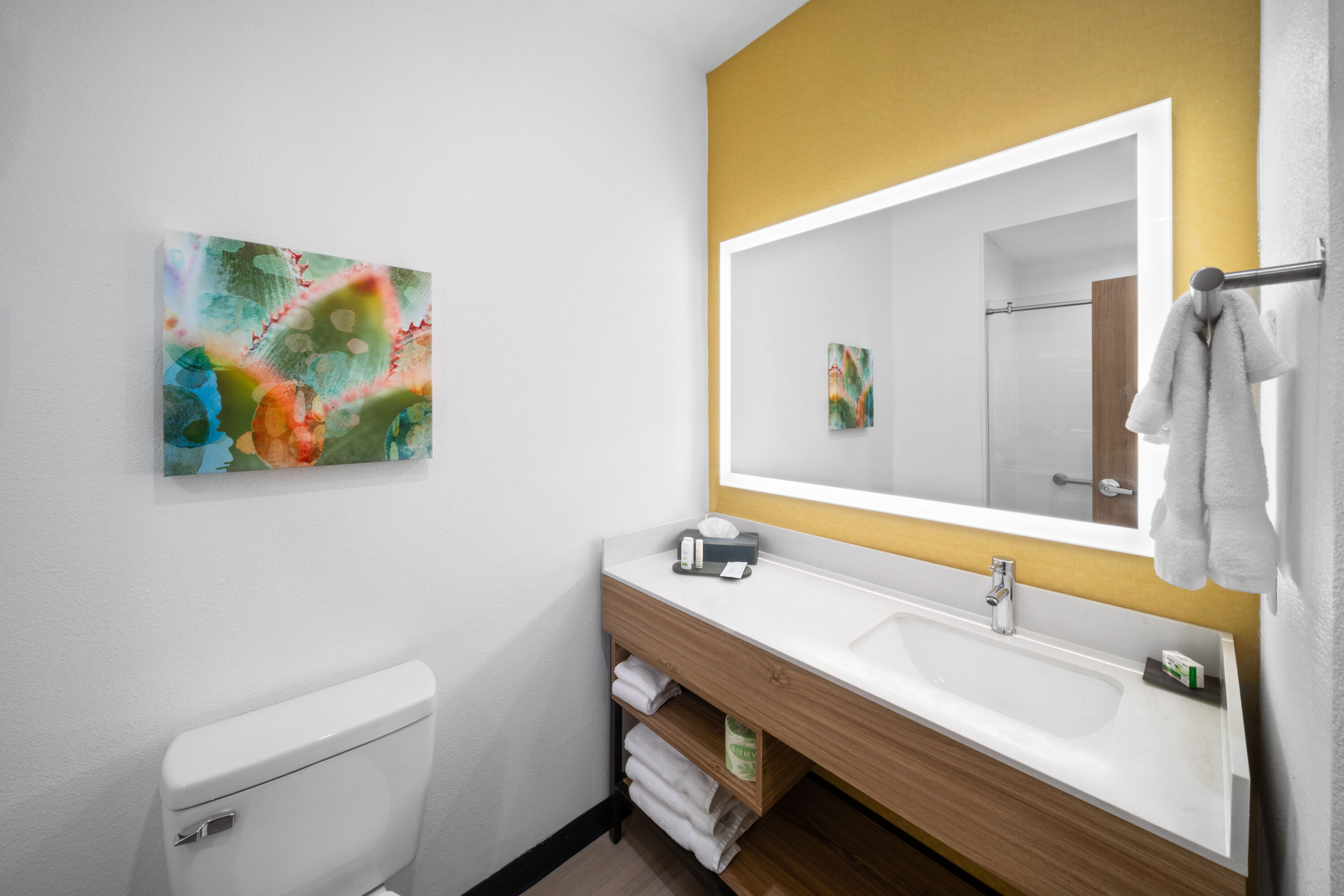 Guest room bath at the La Quinta Inn & Suites by Wyndham El Paso East Loop-375 in El Paso, Texas