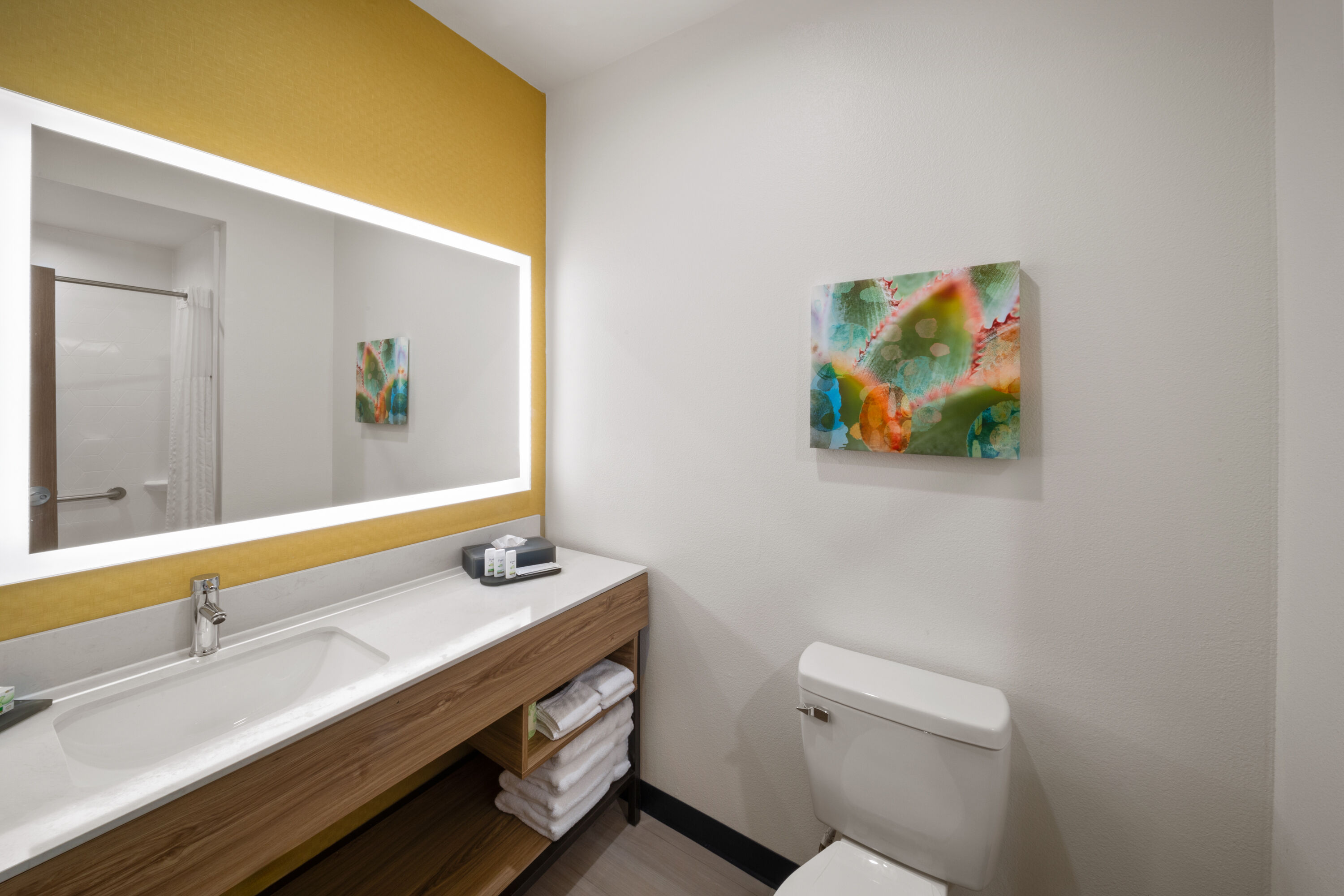 Guest room bath at the La Quinta Inn & Suites by Wyndham El Paso East Loop-375 in El Paso, Texas