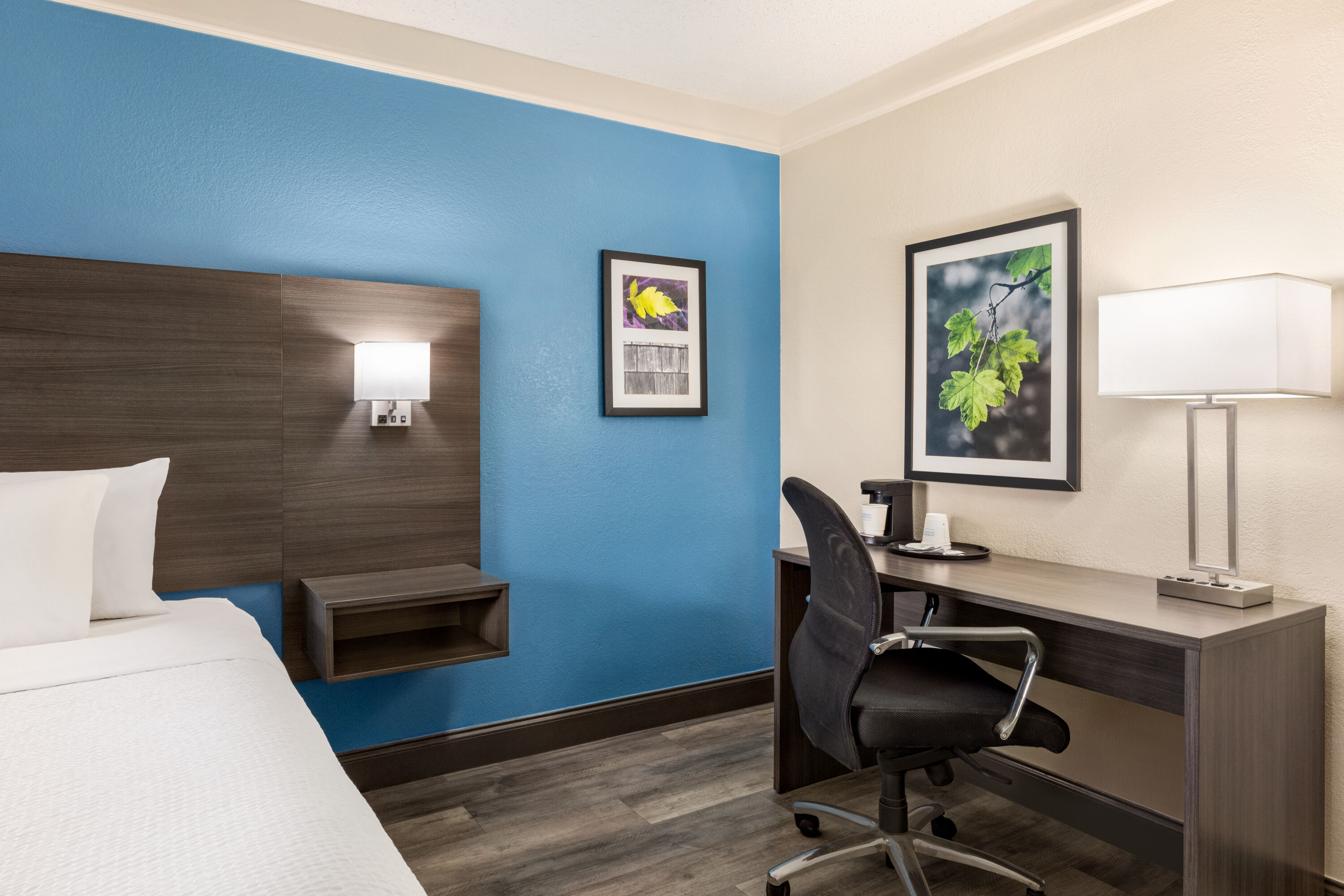 Guest room at the La Quinta Inn by Wyndham San Antonio I-35 N at Toepperwein in San Antonio, Texas