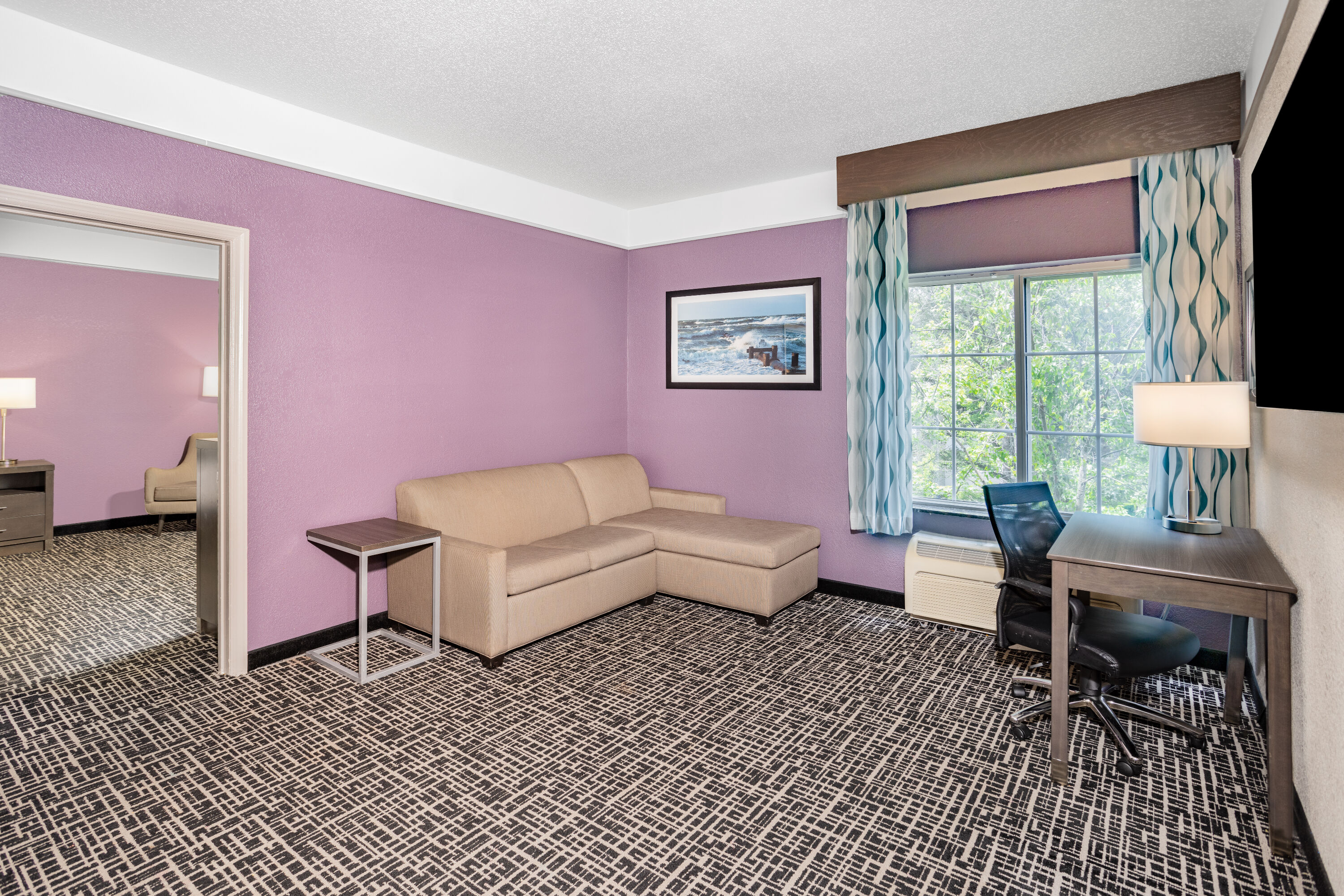 Guest room at the La Quinta Inn & Suites by Wyndham Norfolk in Norfolk, Virginia