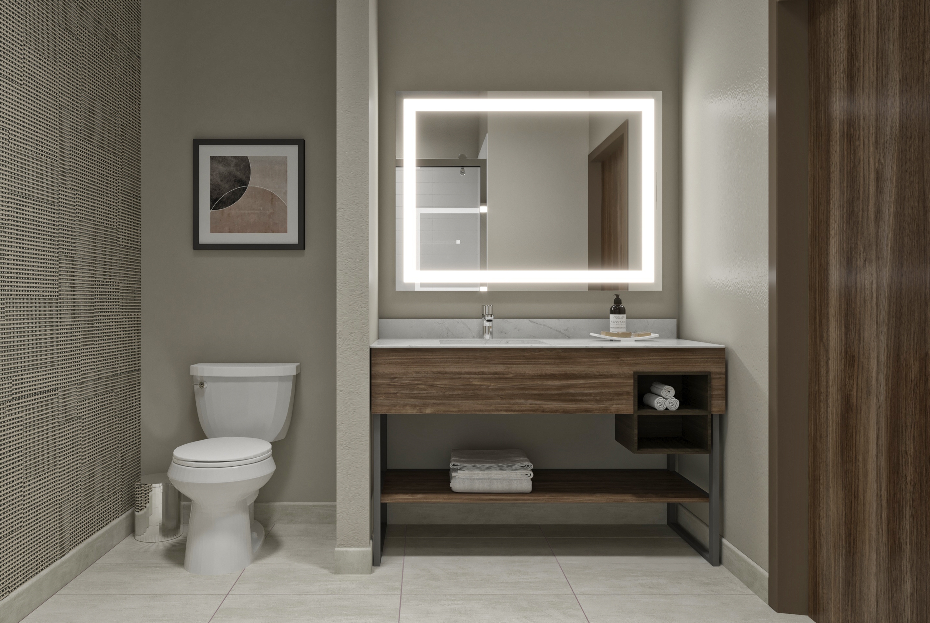 Guest room bath at the La Quinta Inn & Suites by Wyndham Roanoke Hollins/I-81 in Roanoke, Virginia