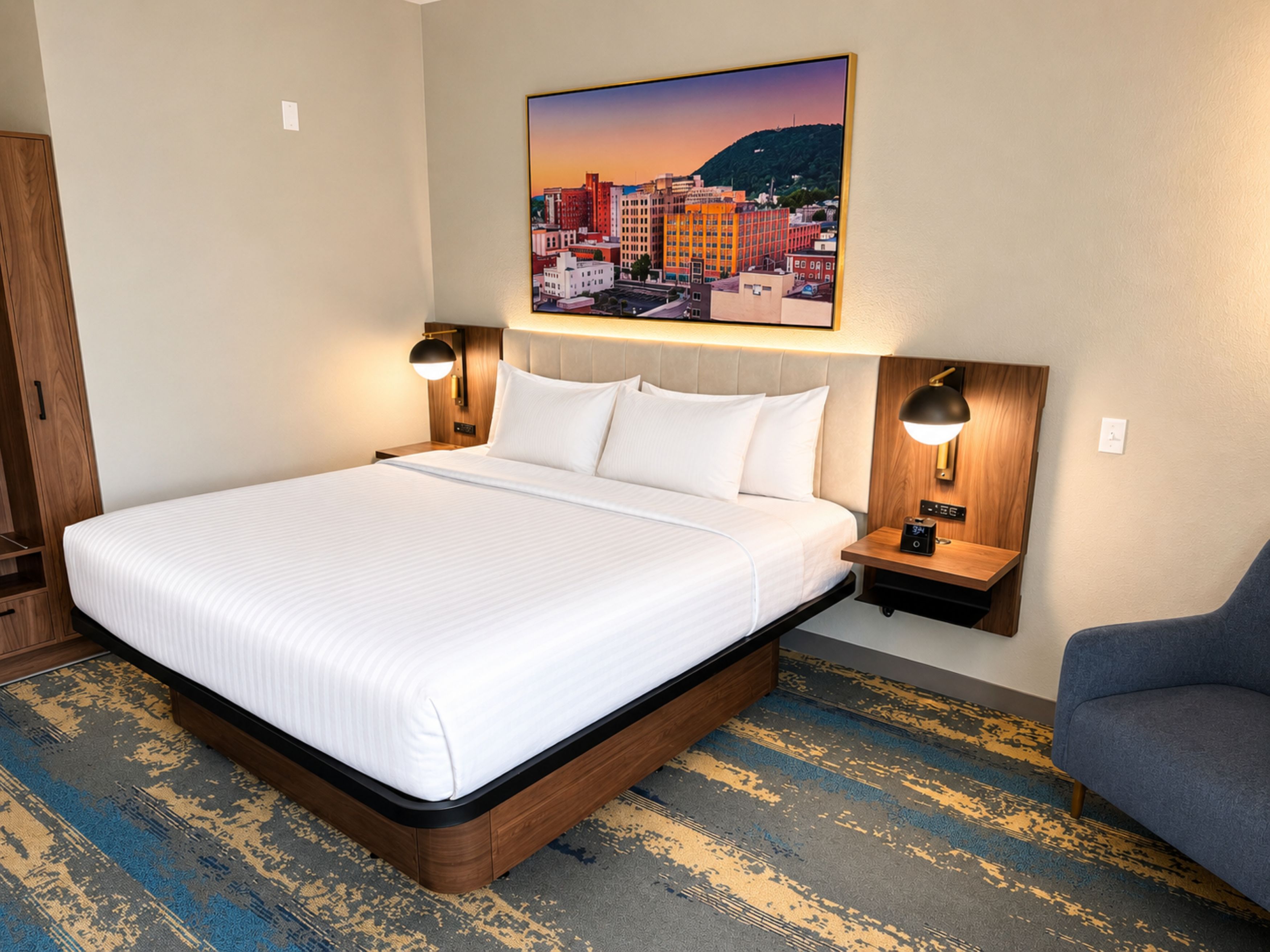 Guest room at the La Quinta Inn & Suites by Wyndham Roanoke Hollins/I-81 in Roanoke, Virginia