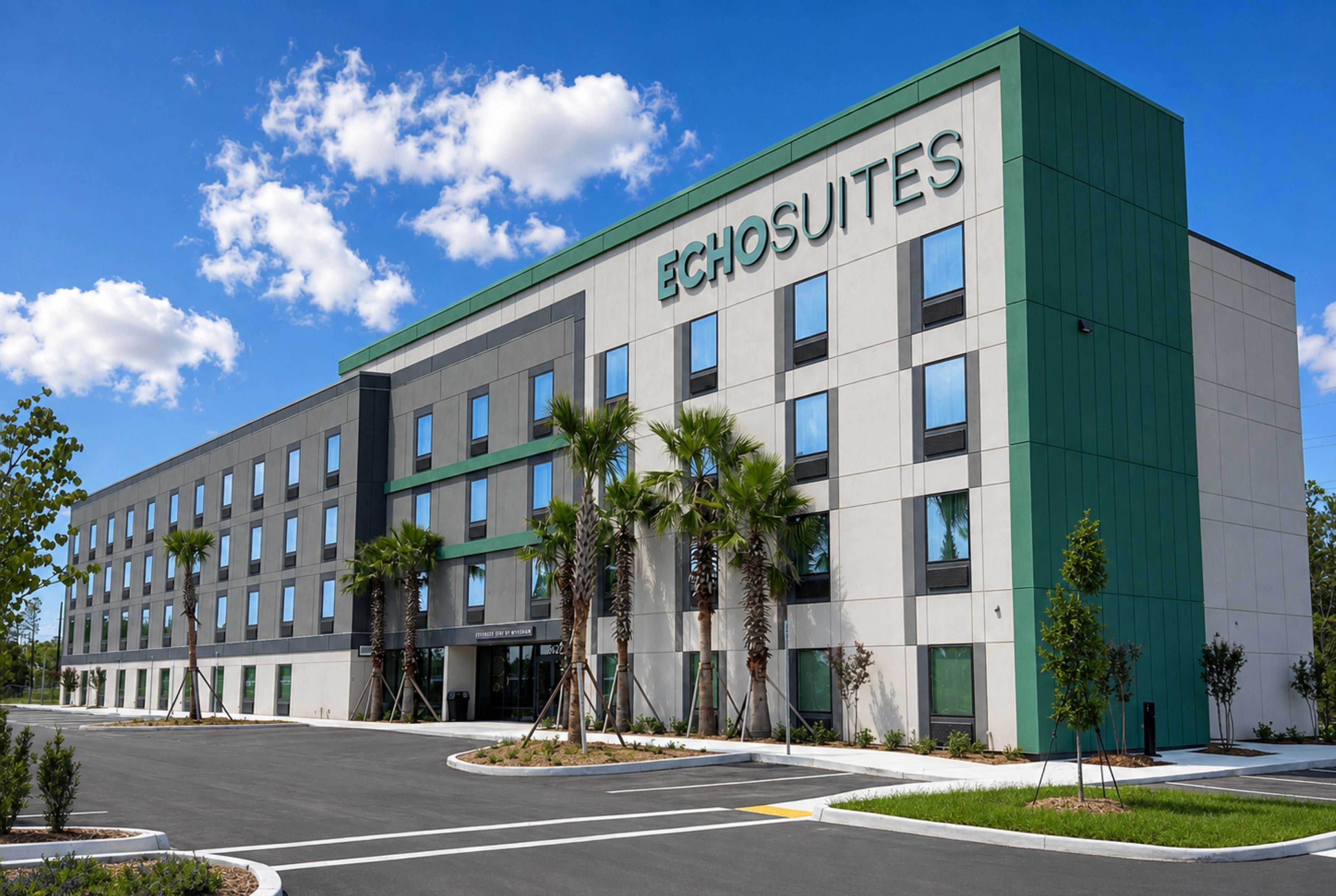 Exterior of ECHO Suites Extended Stay by Wyndham Middleburg hotel in Middleburg, Florida