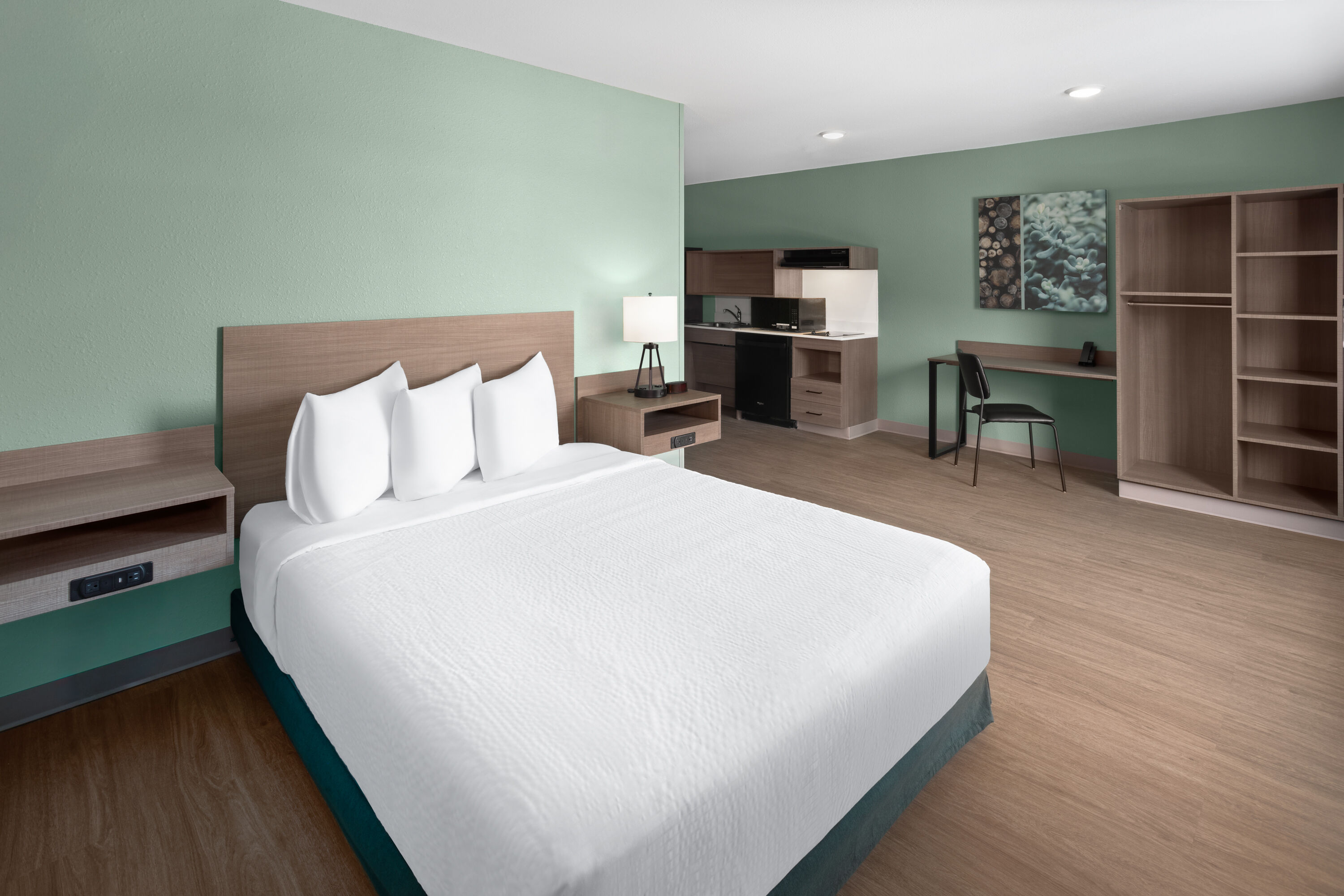 Guest room at the ECHO Suites Extended Stay by Wyndham Savannah Pooler in Savannah, Georgia