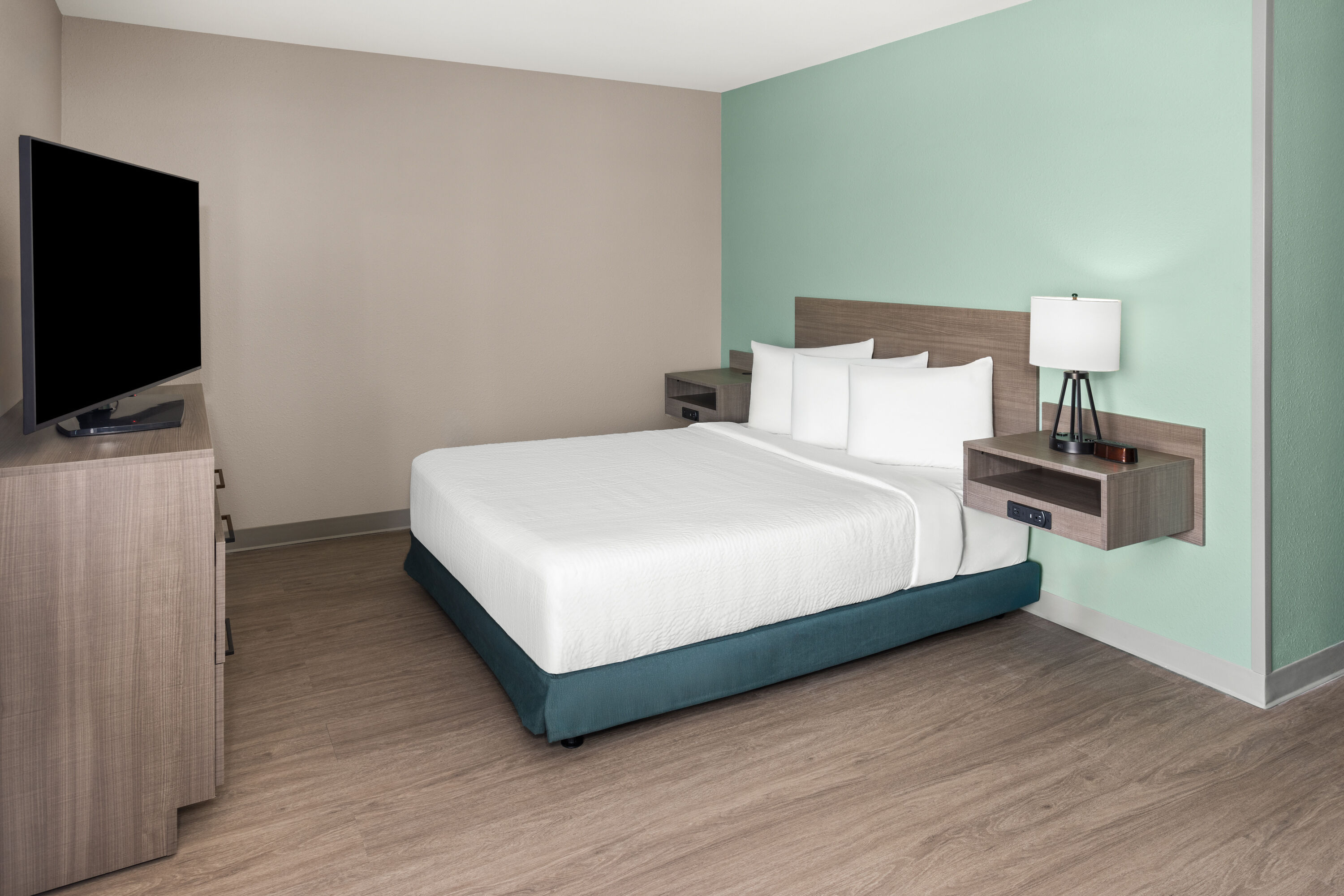 Guest room at the ECHO Suites Extended Stay by Wyndham Savannah Pooler in Savannah, Georgia