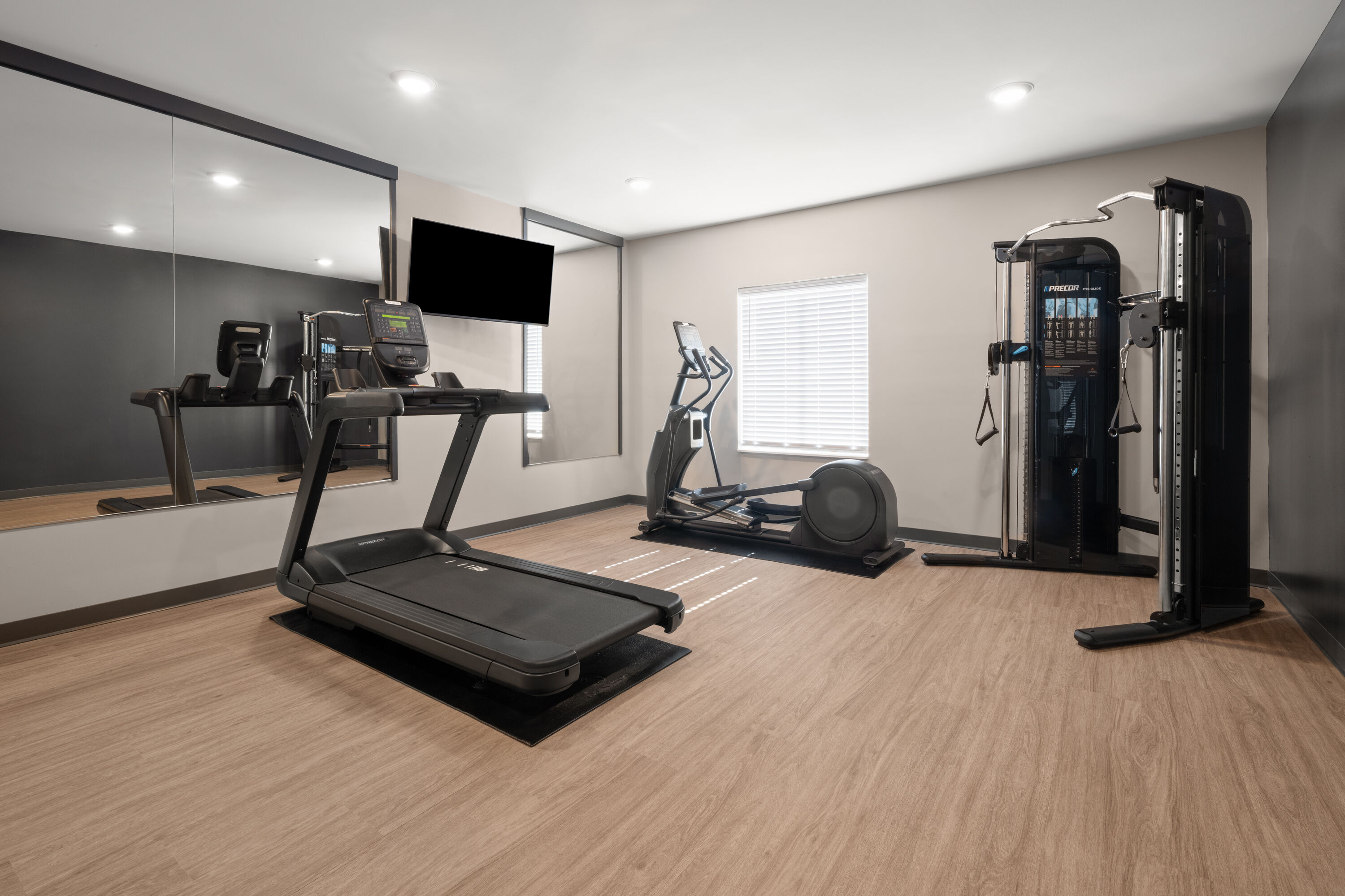 Fitness room at ECHO Suites Extended Stay by Wyndham Johnson City Medical CR in Johnson City, Tennessee