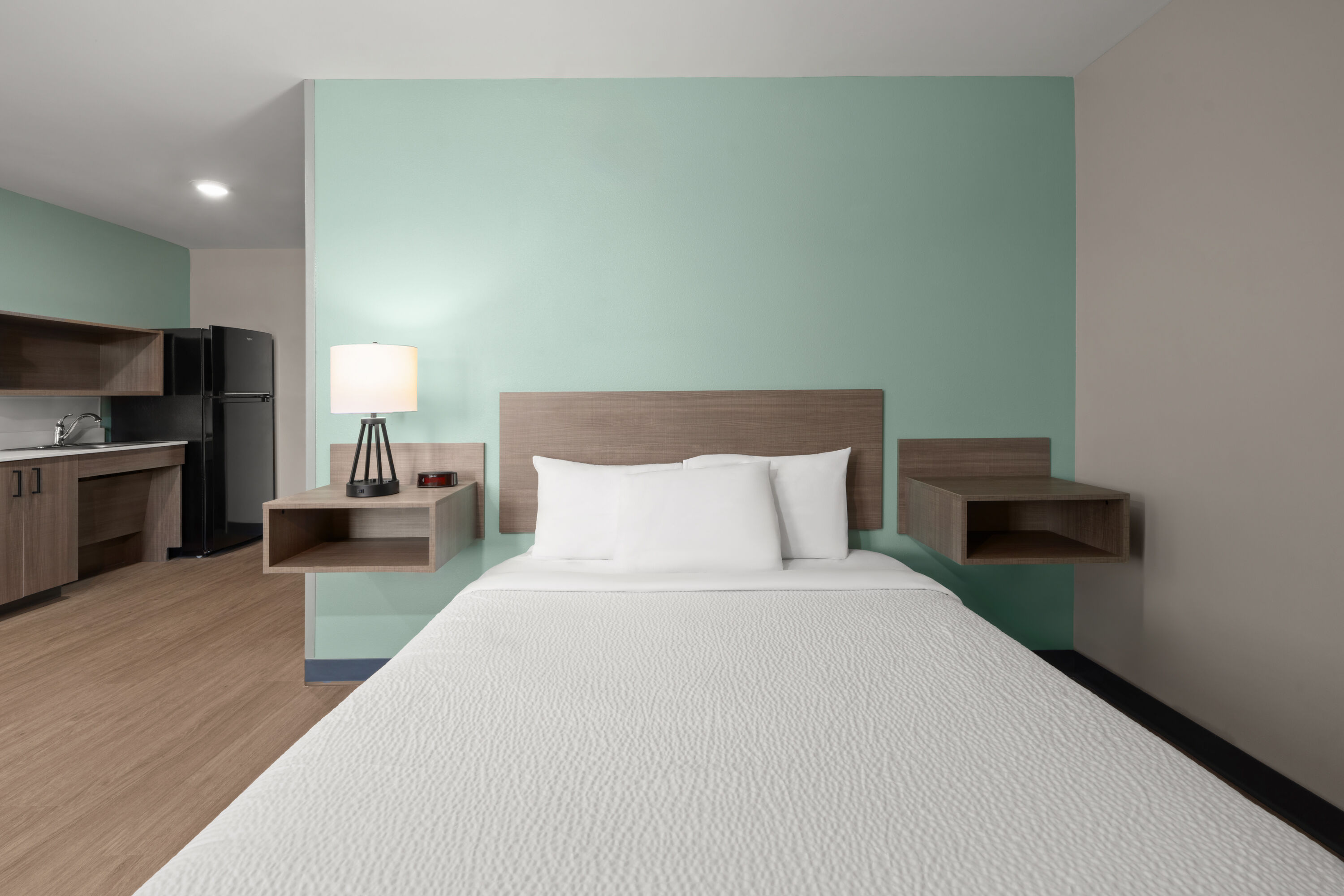 Guest room at the ECHO Suites Extended Stay by Wyndham Johnson City Medical CR in Johnson City, Tennessee