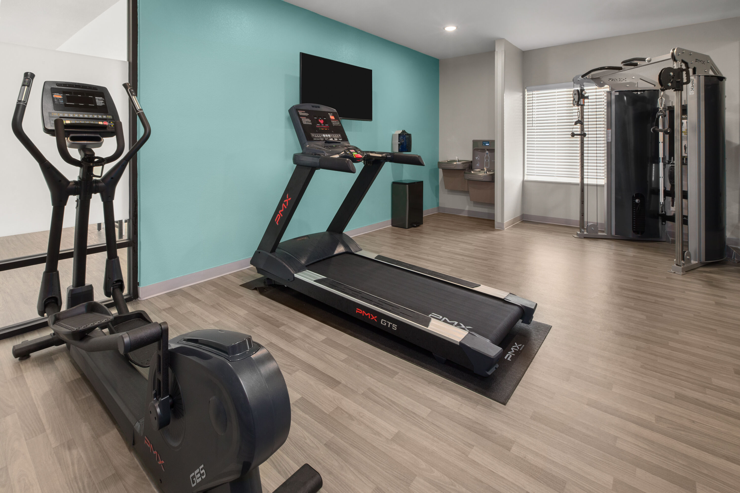Fitness room at ECHO Suites Extended Stay by Wyndham Fort Worth Alliance in Fort Worth, Texas