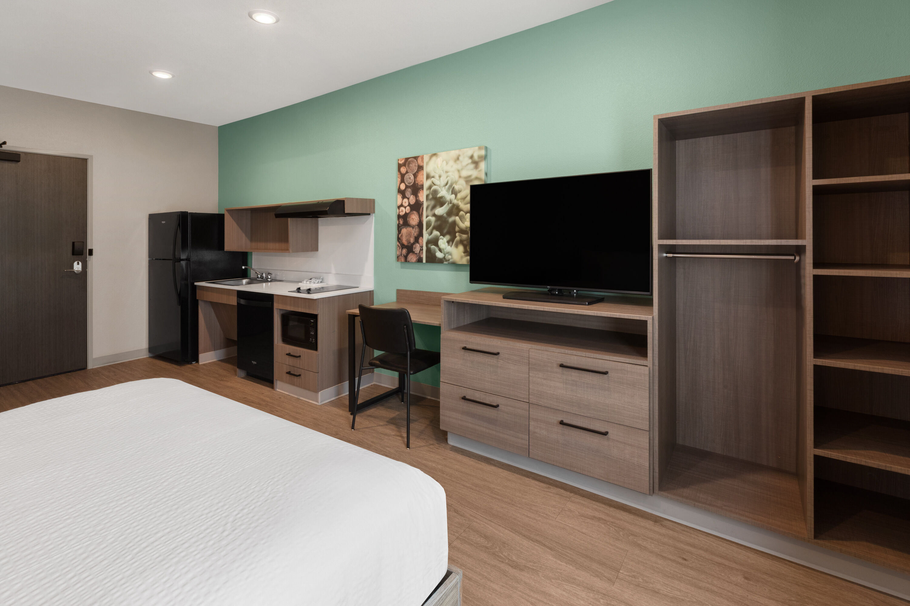 Guest room at the ECHO Suites Extended Stay by Wyndham Houston Katy West in Katy, Texas