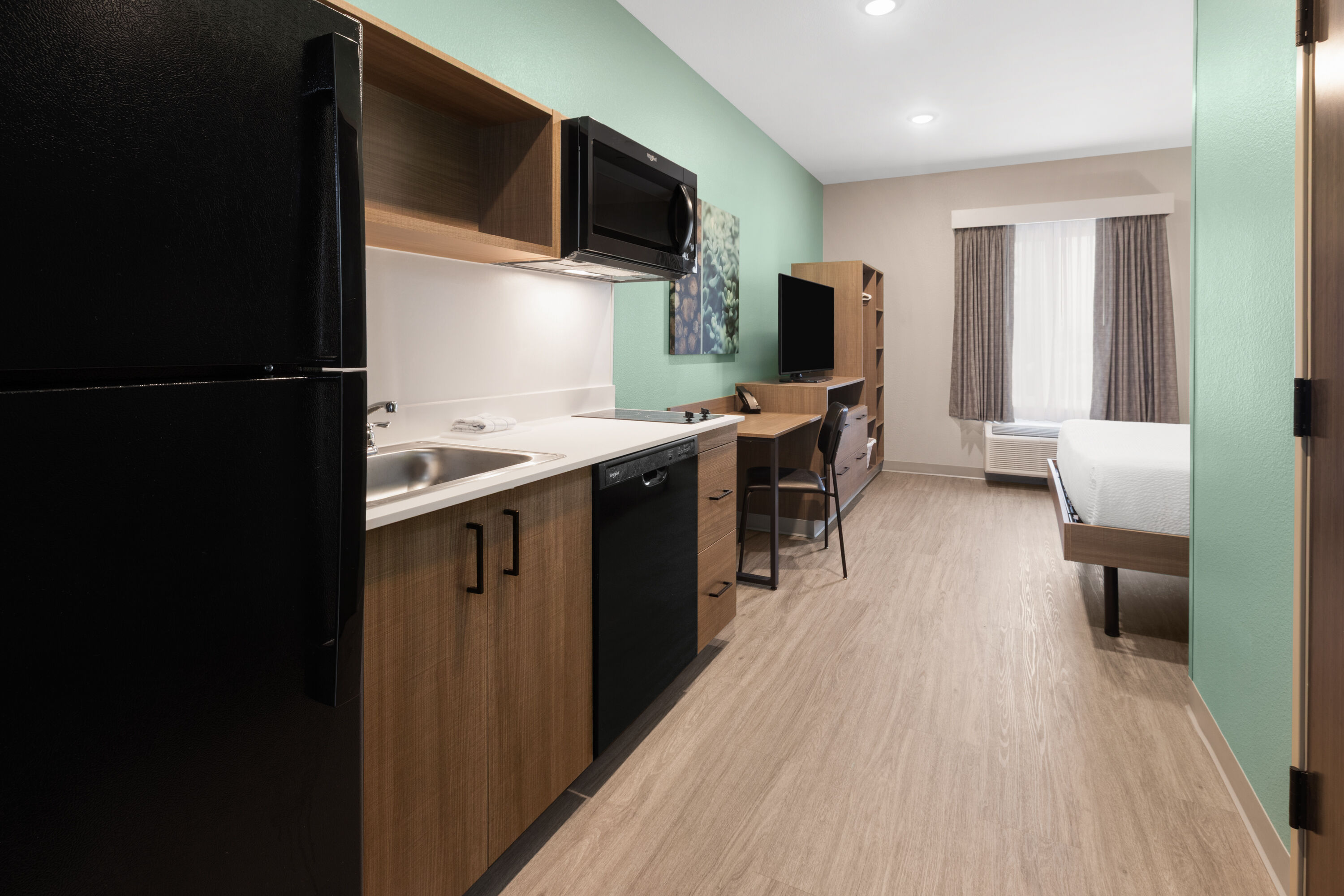 Guest room at the ECHO Suites Extended Stay by Wyndham Austin Round Rock in Round Rock, Texas