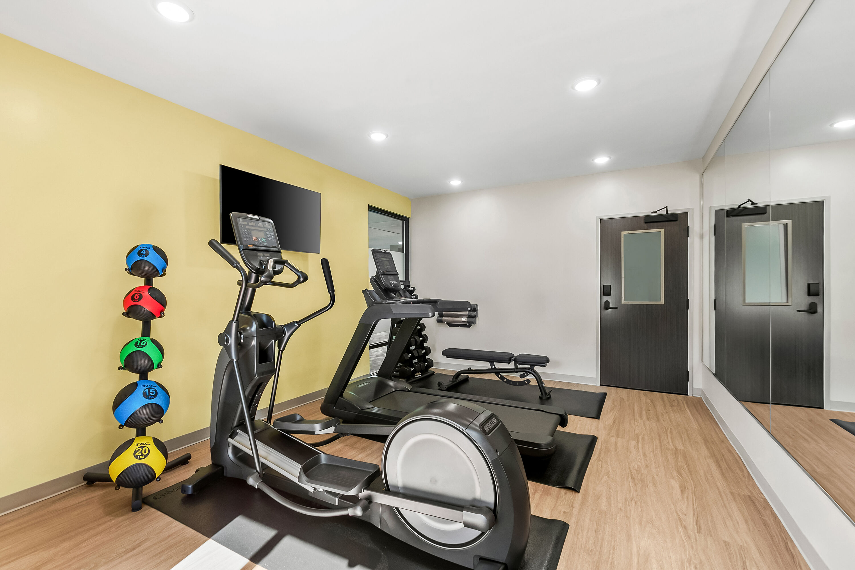 Fitness room at ECHO Suites Extended Stay by Wyndham Sterling in Sterling, Virginia