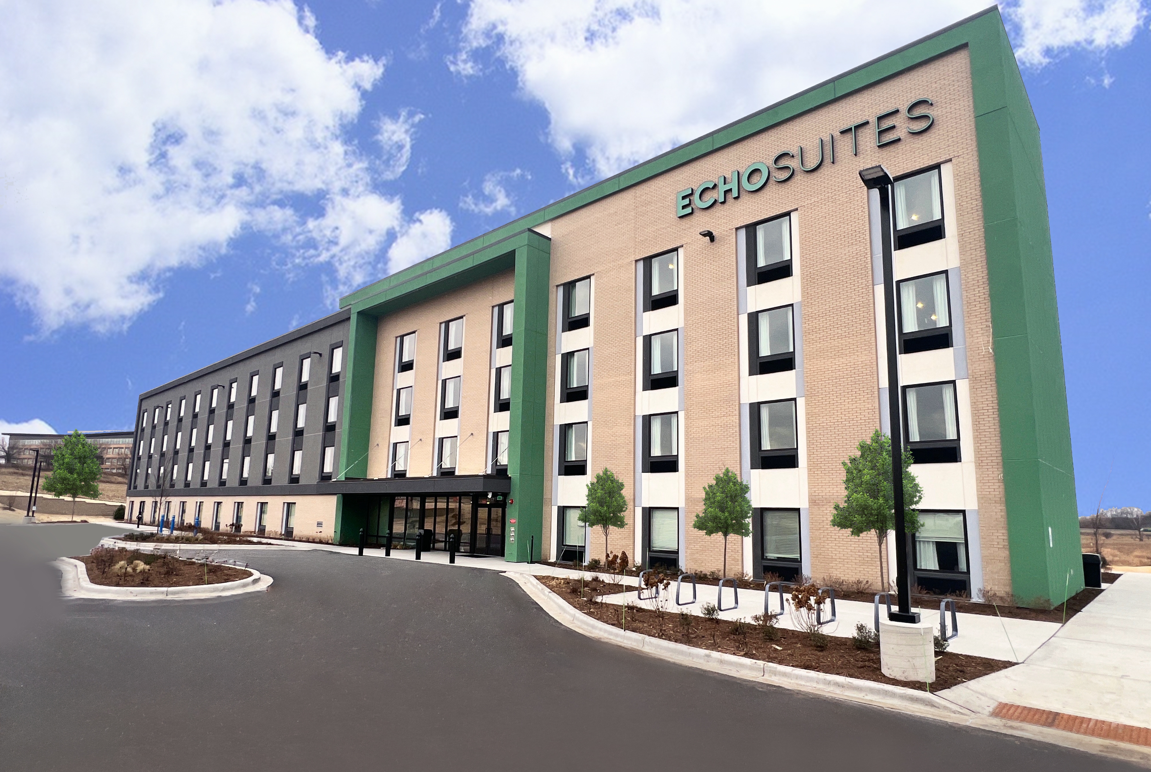 Exterior of ECHO Suites Extended Stay by Wyndham Madison hotel in Madison, Wisconsin