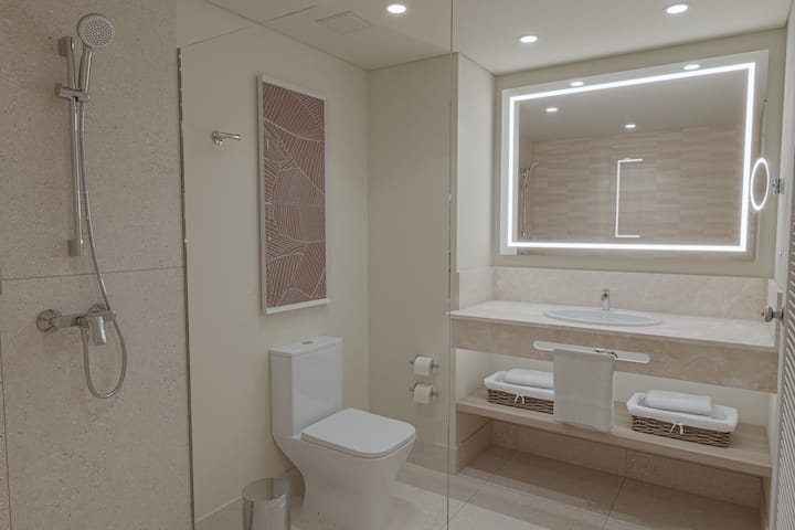 Guest room bath at the Wyndham Alltra Punta Cana All Inclusive Resort in Punta Cana, Other than US/Canada