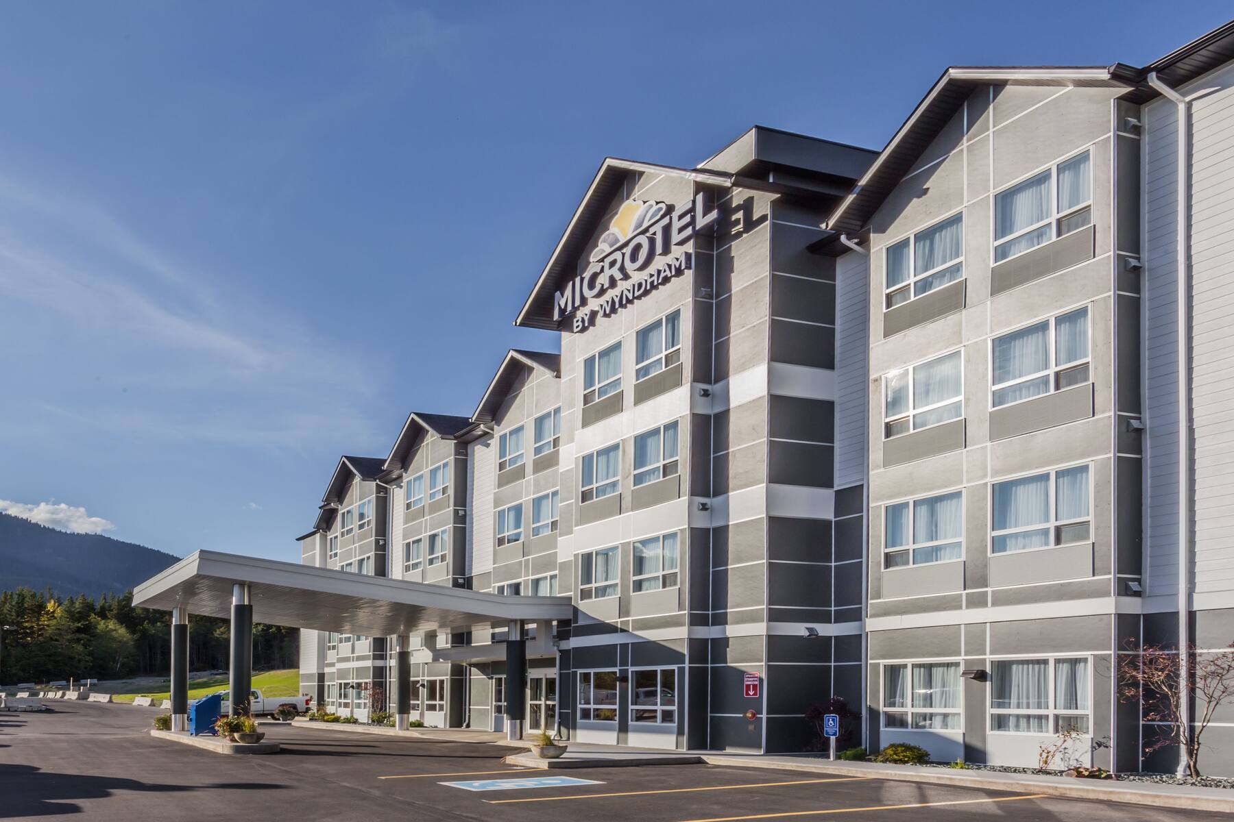 Exterior of Microtel Inn & Suites by Wyndham Kitimat hotel in Kitimat, British Columbia Exterior of Microtel Inn & Suites by Wyndham Kitimat hotel in Kitimat, British Columbia