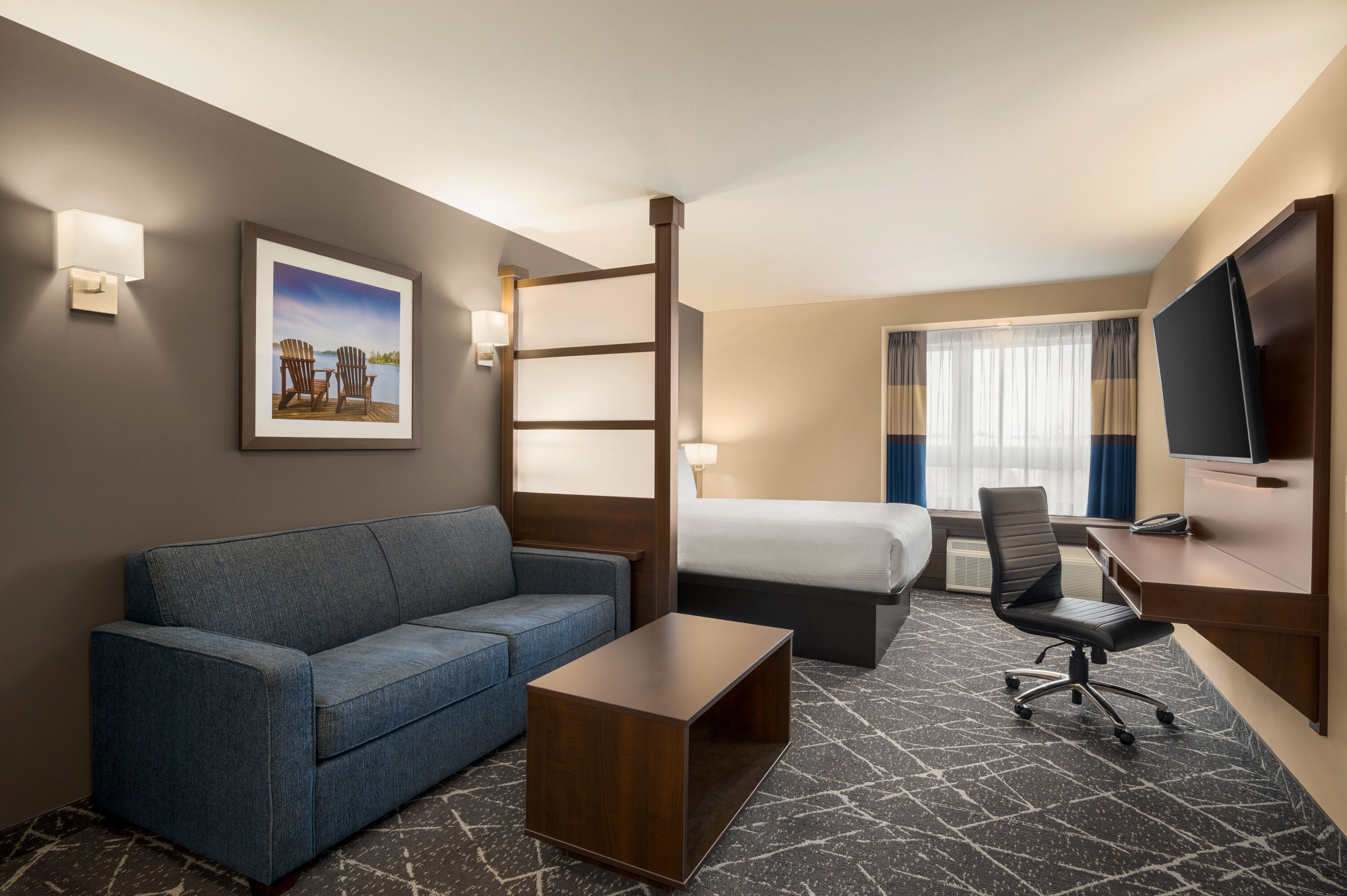 Guest room at the Microtel Inn & Suites by Wyndham Aurora in Aurora, Ontario