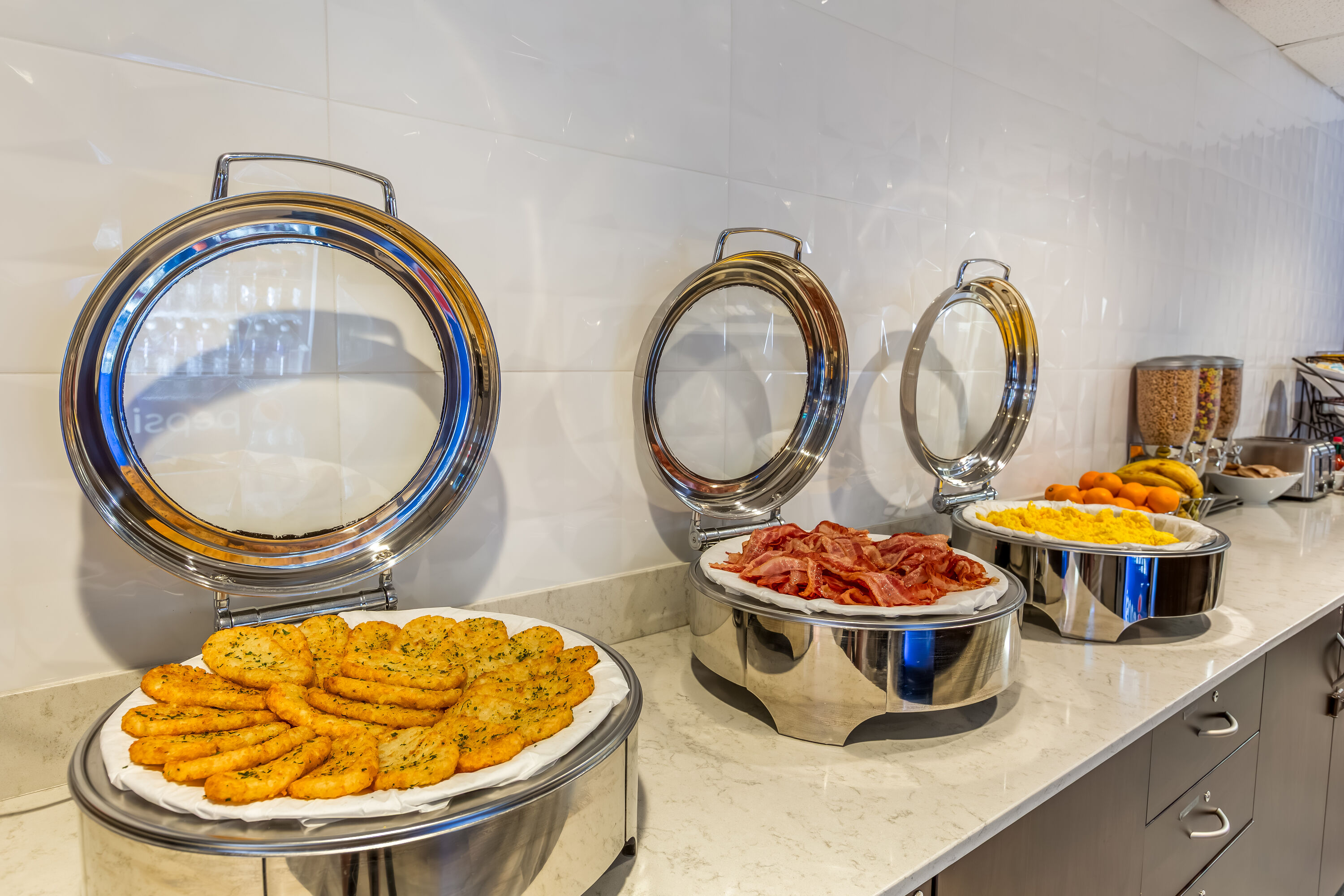 Microtel Inn & Suites by Wyndham Timmins restaurant breakfast area close up in Timmins, Ontario