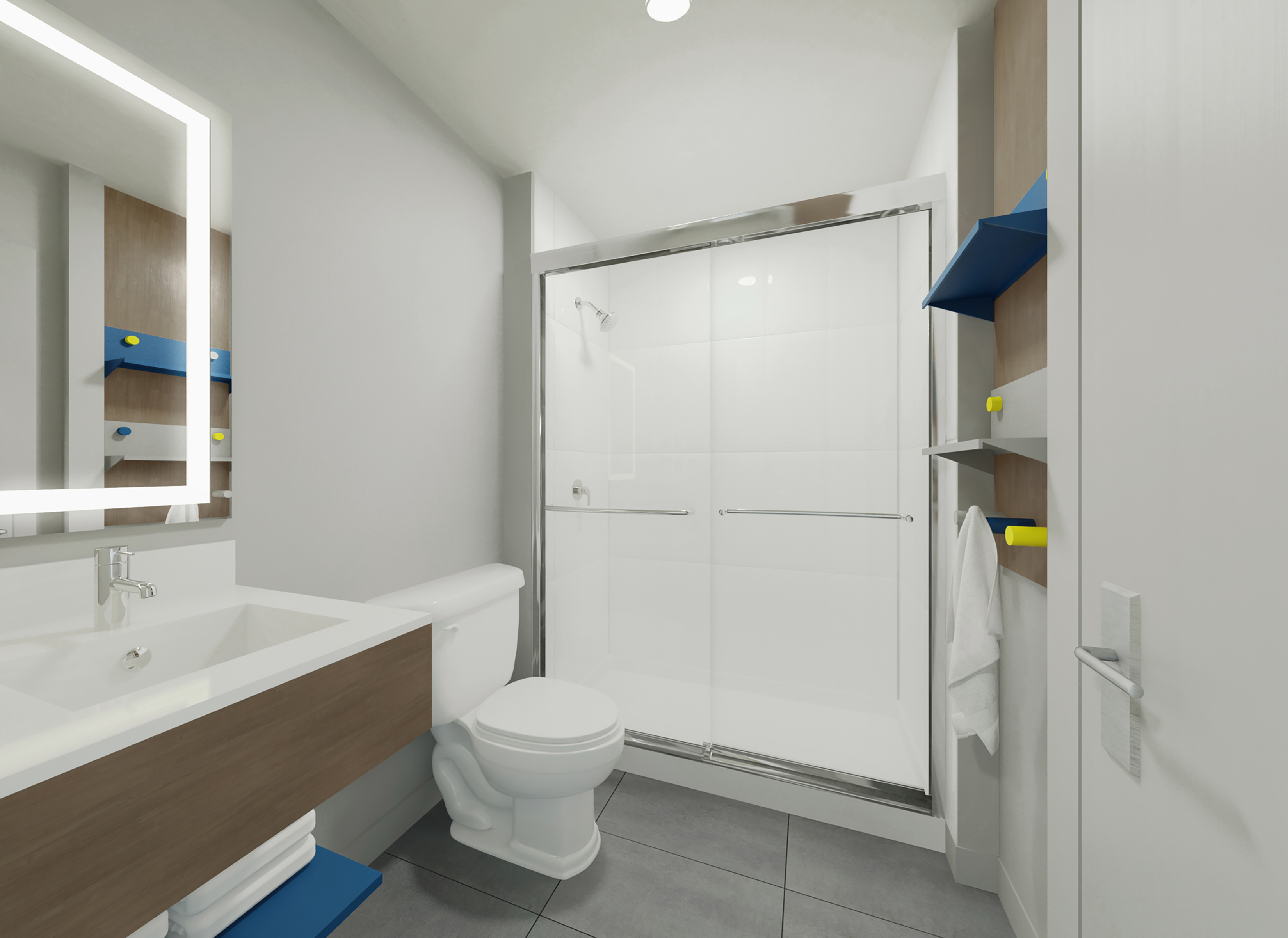 Guest room bath at the Microtel Inn & Suites by Wyndham Matagami in Matagami, Quebec