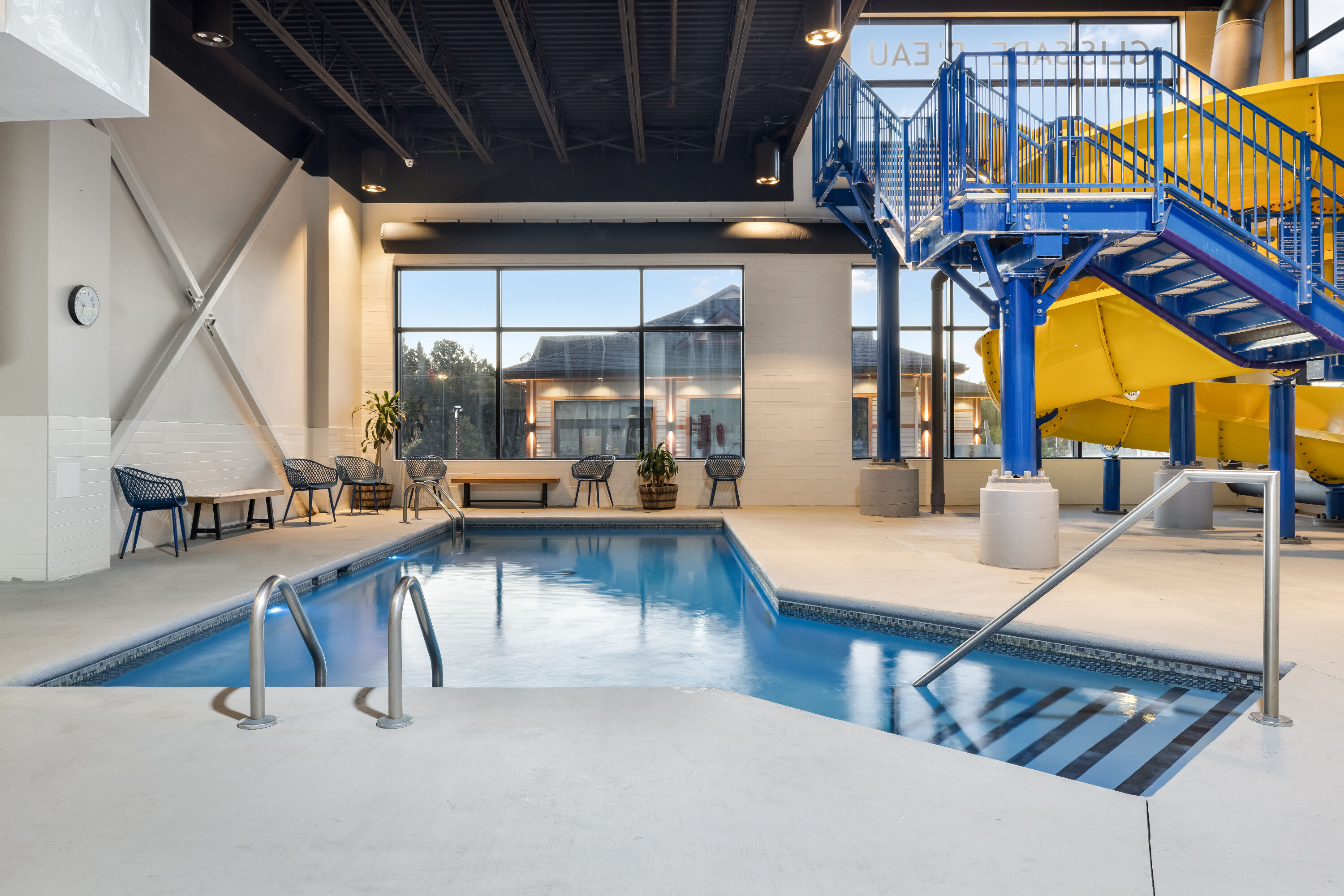 Indoor pool at the Microtel Inn & Suites by Wyndham Mont Tremblant in Mont-Tremblant, Quebec