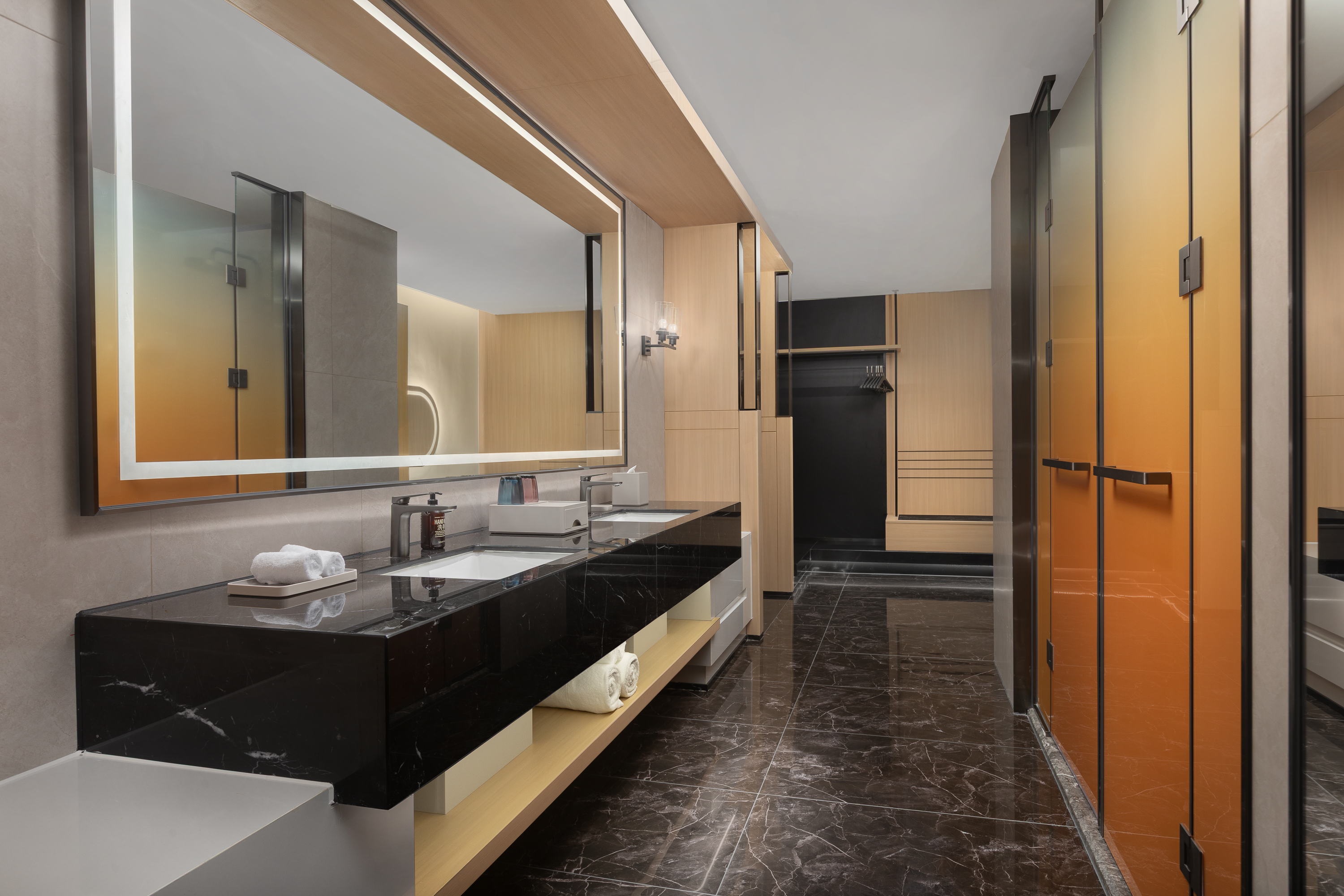 Guest room bath at the Microtel by Wyndham Haikou Meilan International Airport in Haikou City, Other than US/Canada