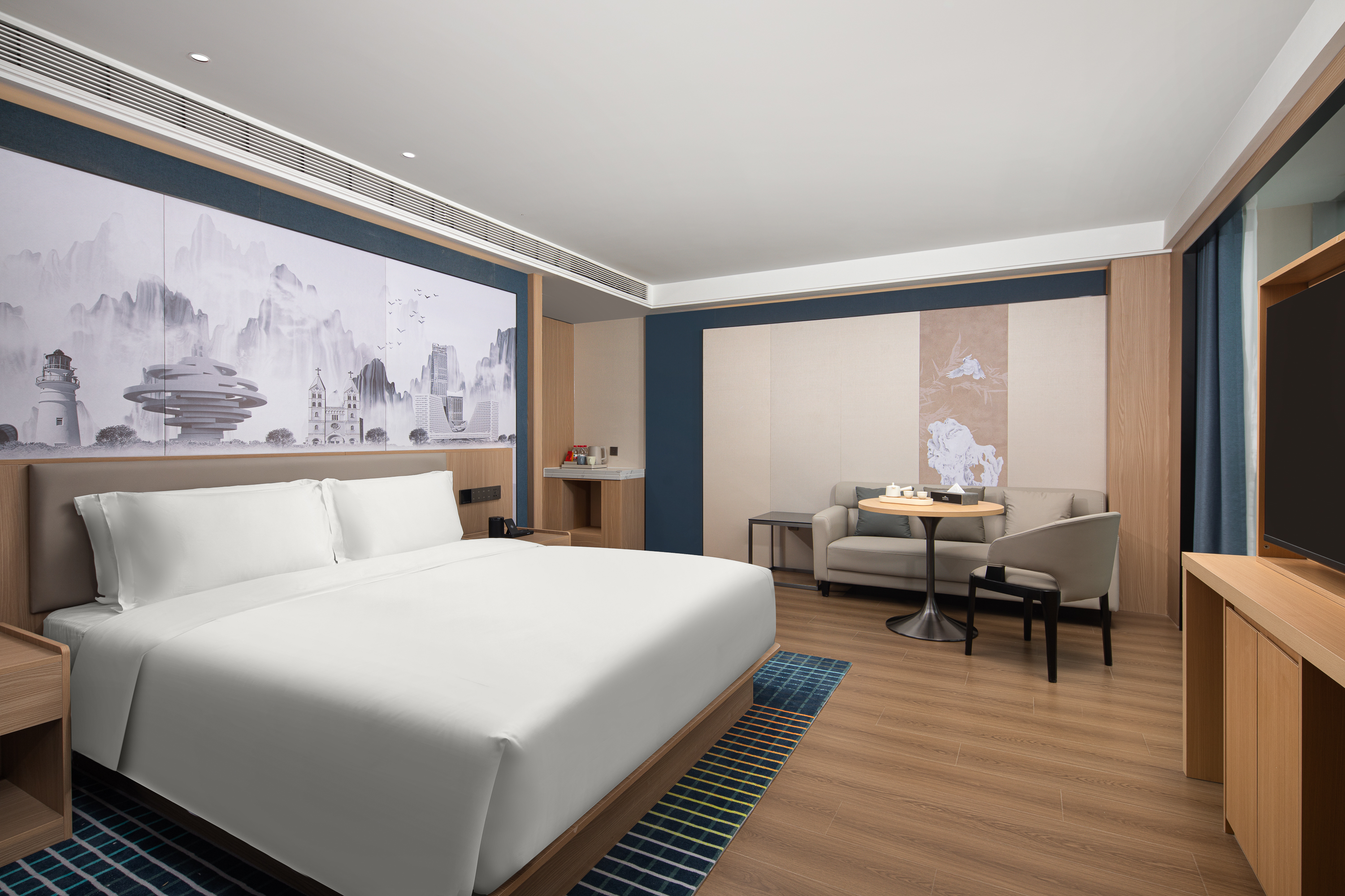 Guest room at the Microtel by Wyndham Qingdao Huangdao in Qingdao, Other than US/Canada