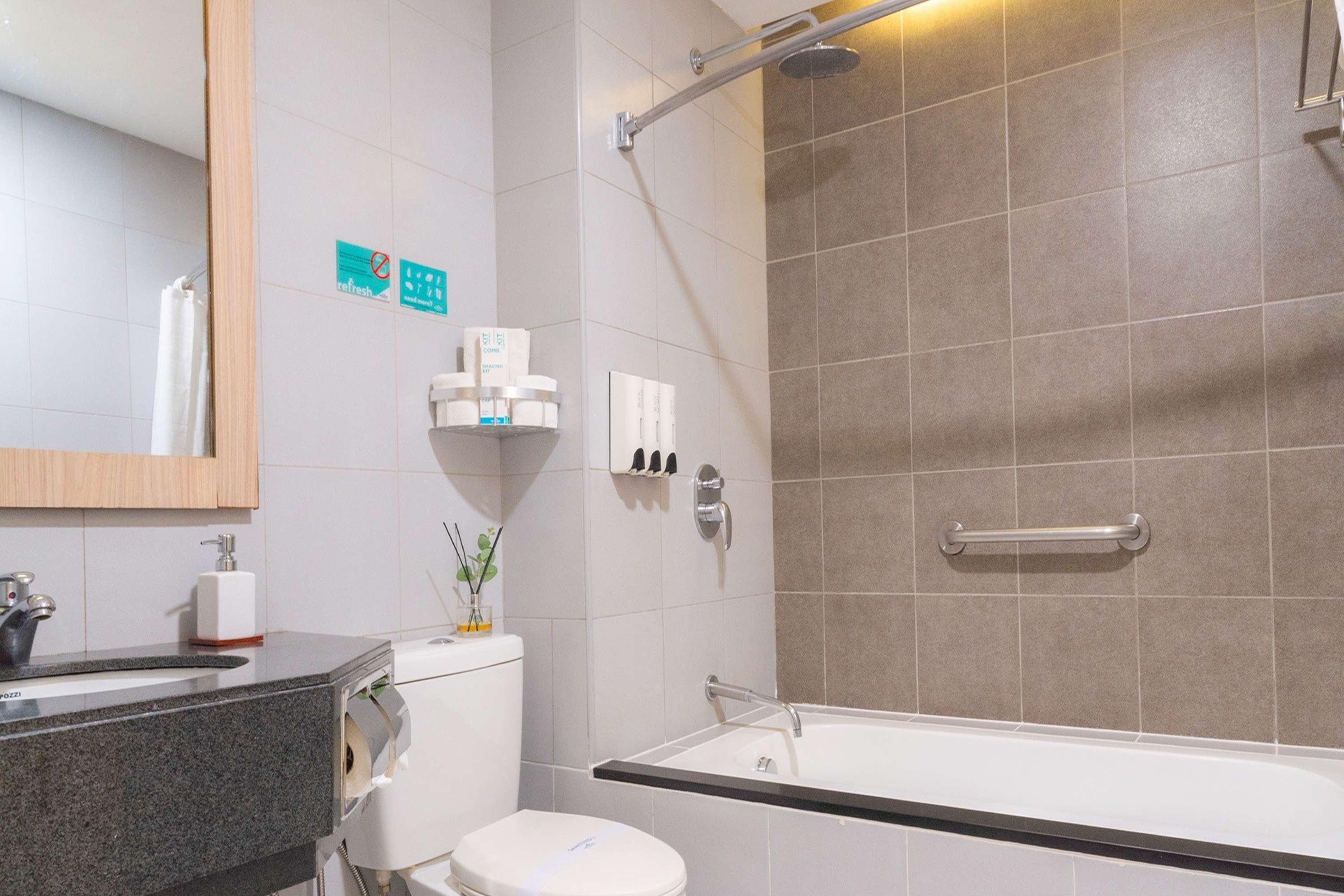 Guest room bath at the Microtel by Wyndham UP Technohub in Quezon City, Other than US/Canada