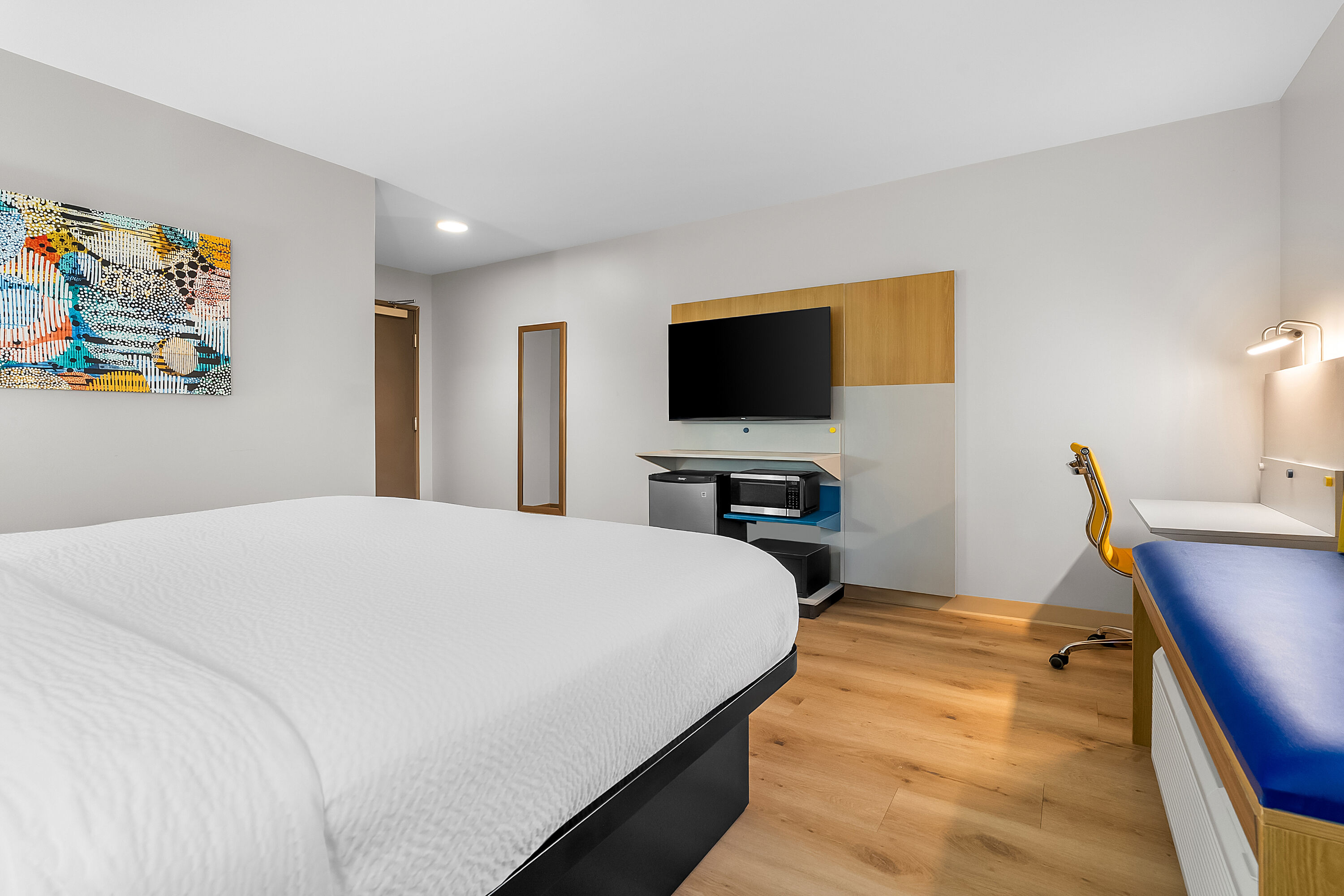 King bed guest room at the Microtel Inn & Suites by Wyndham Prattville Montgomery in Prattville, Alabama