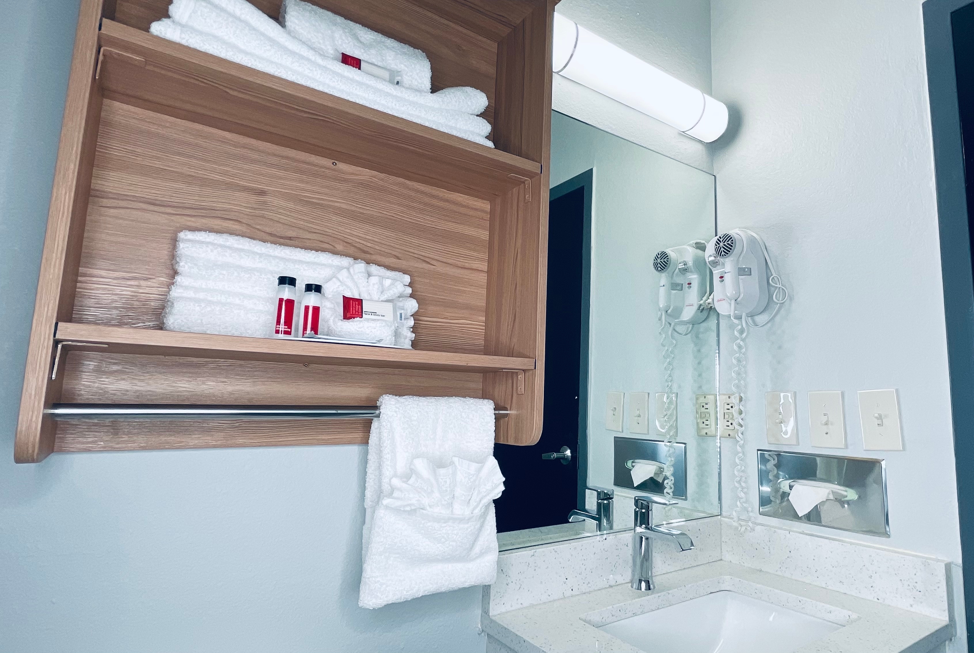 Guest room bath at the Microtel Inn & Suites by Wyndham Tuscaloosa East in Tuscaloosa Cottondale, Alabama