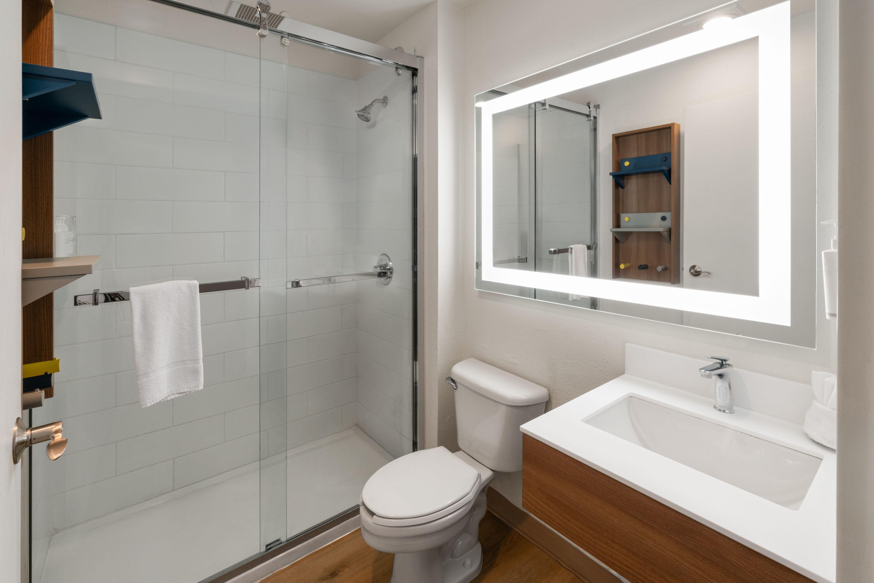 Guest room bath at the Microtel Inn & Suites by Wyndham Denver Airport in Denver, Colorado
