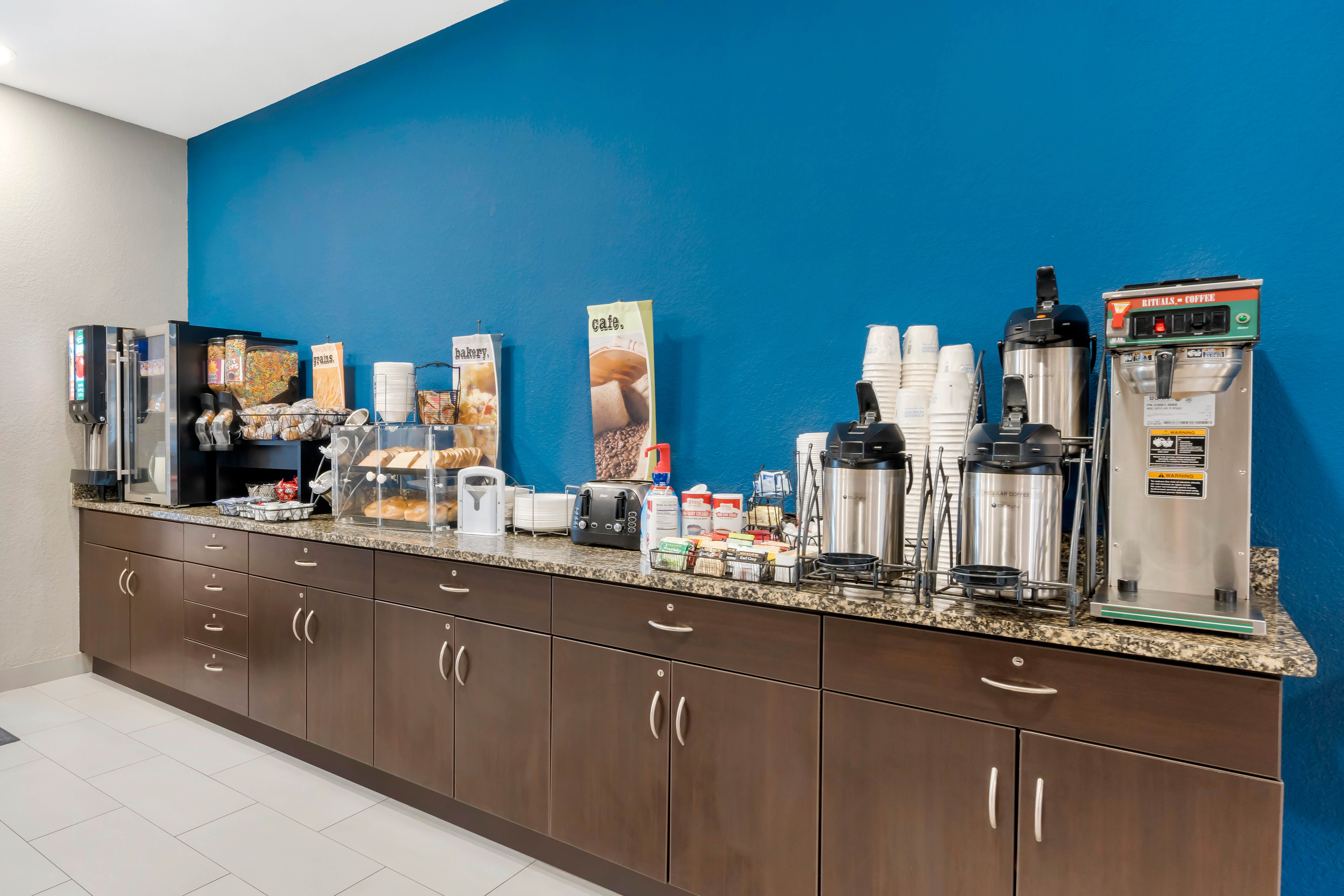 Microtel Inn & Suites by Wyndham Brooksville restaurant breakfast area close up in Brooksville, Florida