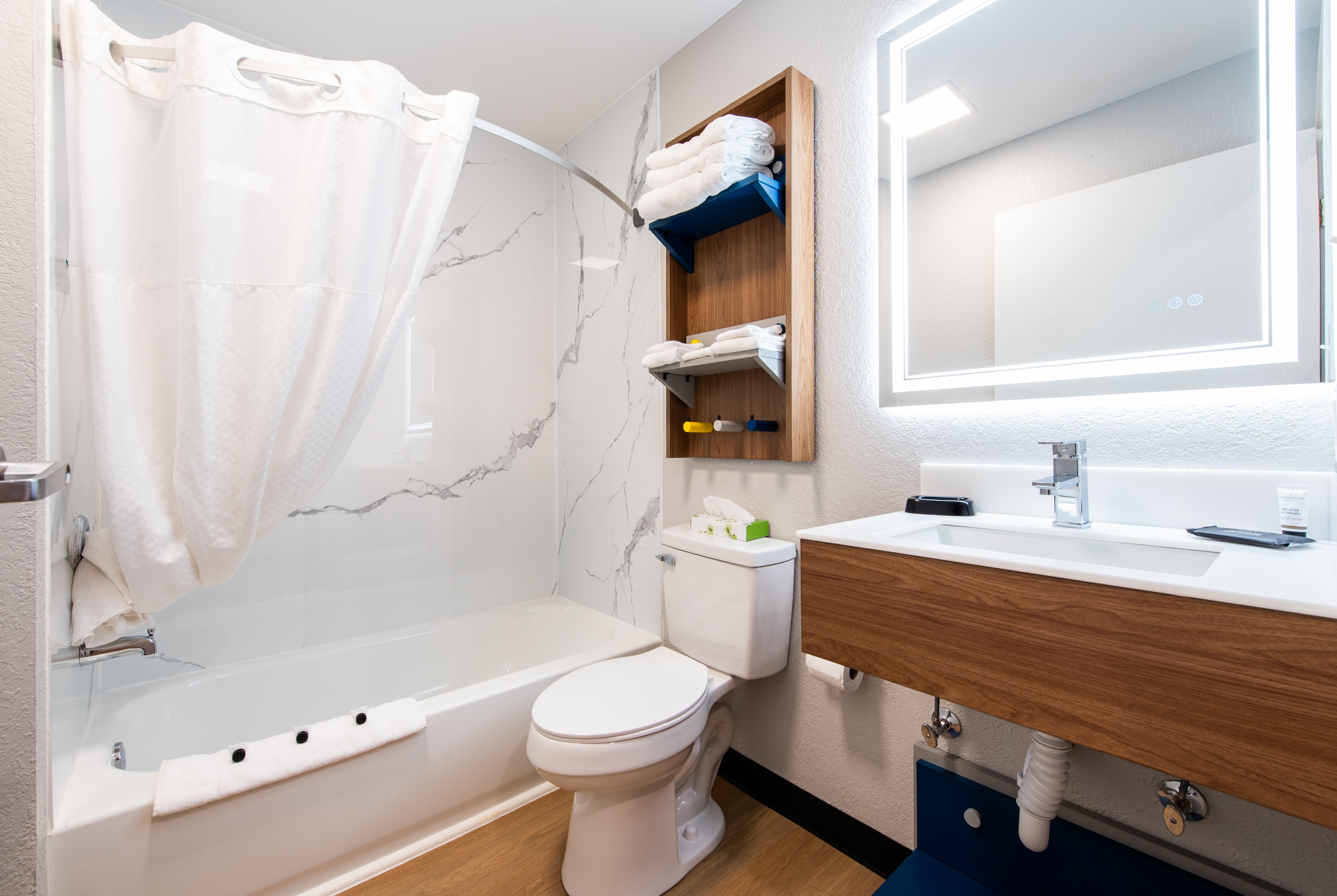 Guest room bath at the Microtel Inn & Suites by Wyndham London in London, Kentucky