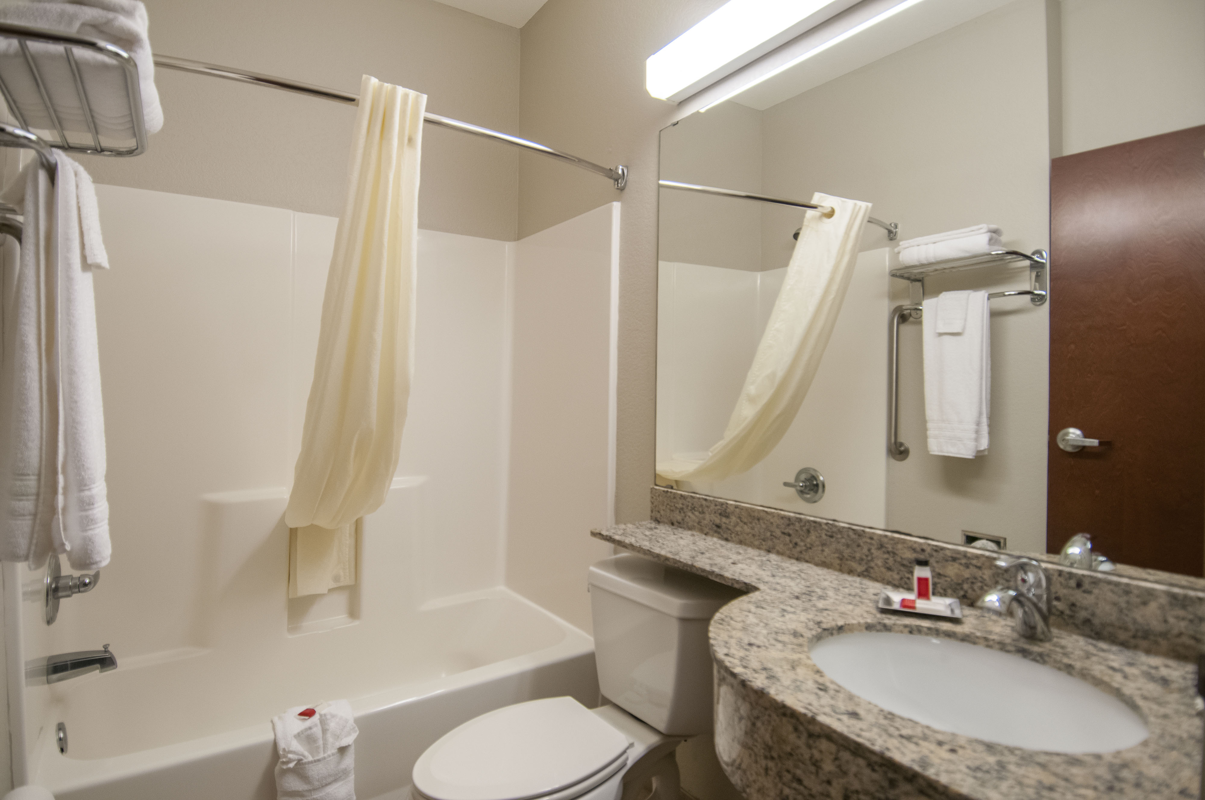 Guest room bath at the Microtel Inn & Suites by Wyndham Pearl River/Slidell in Pearl River, Louisiana