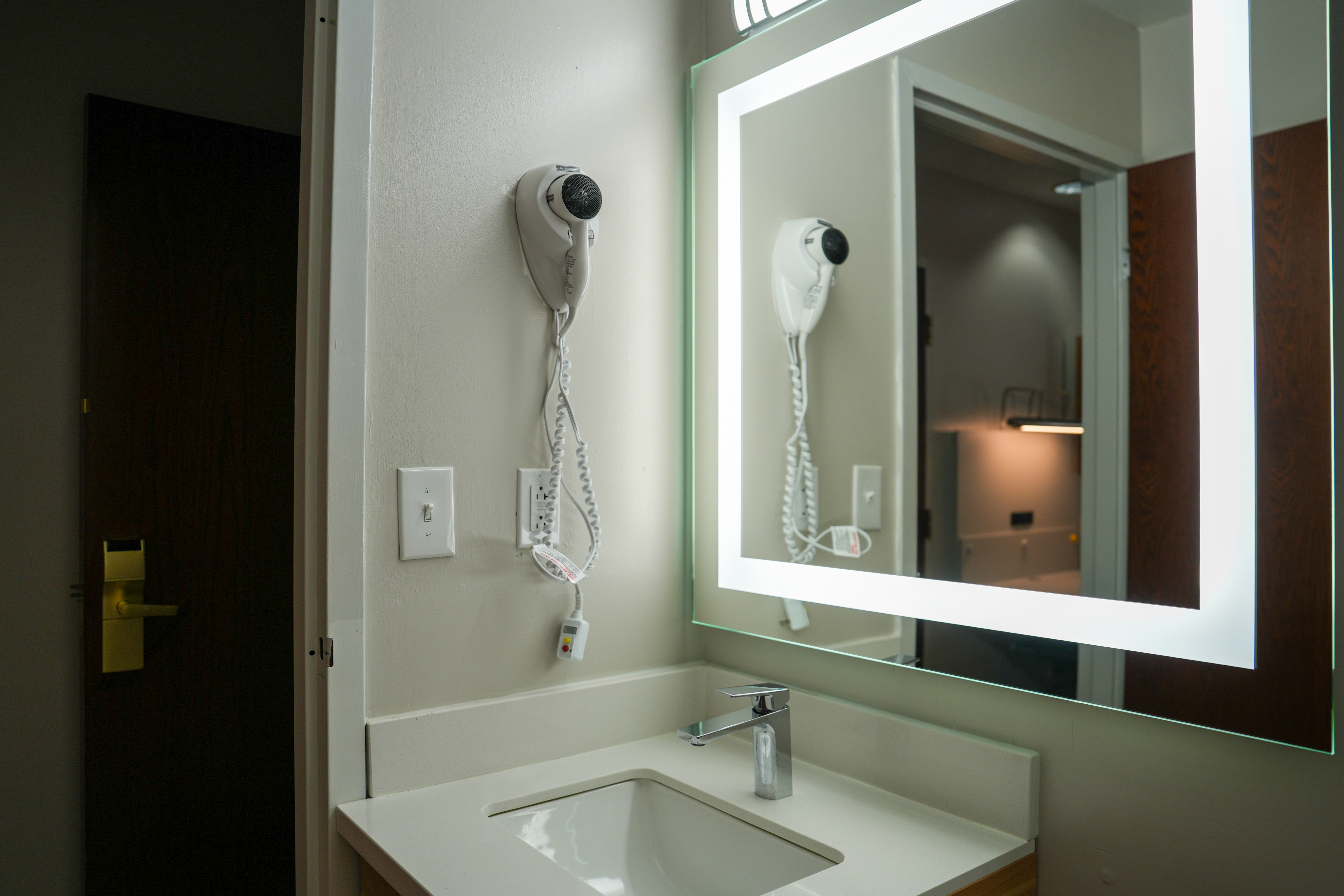 Guest room bath at the Microtel Inn & Suites by Wyndham Hagerstown by I-81 in Hagerstown, Maryland