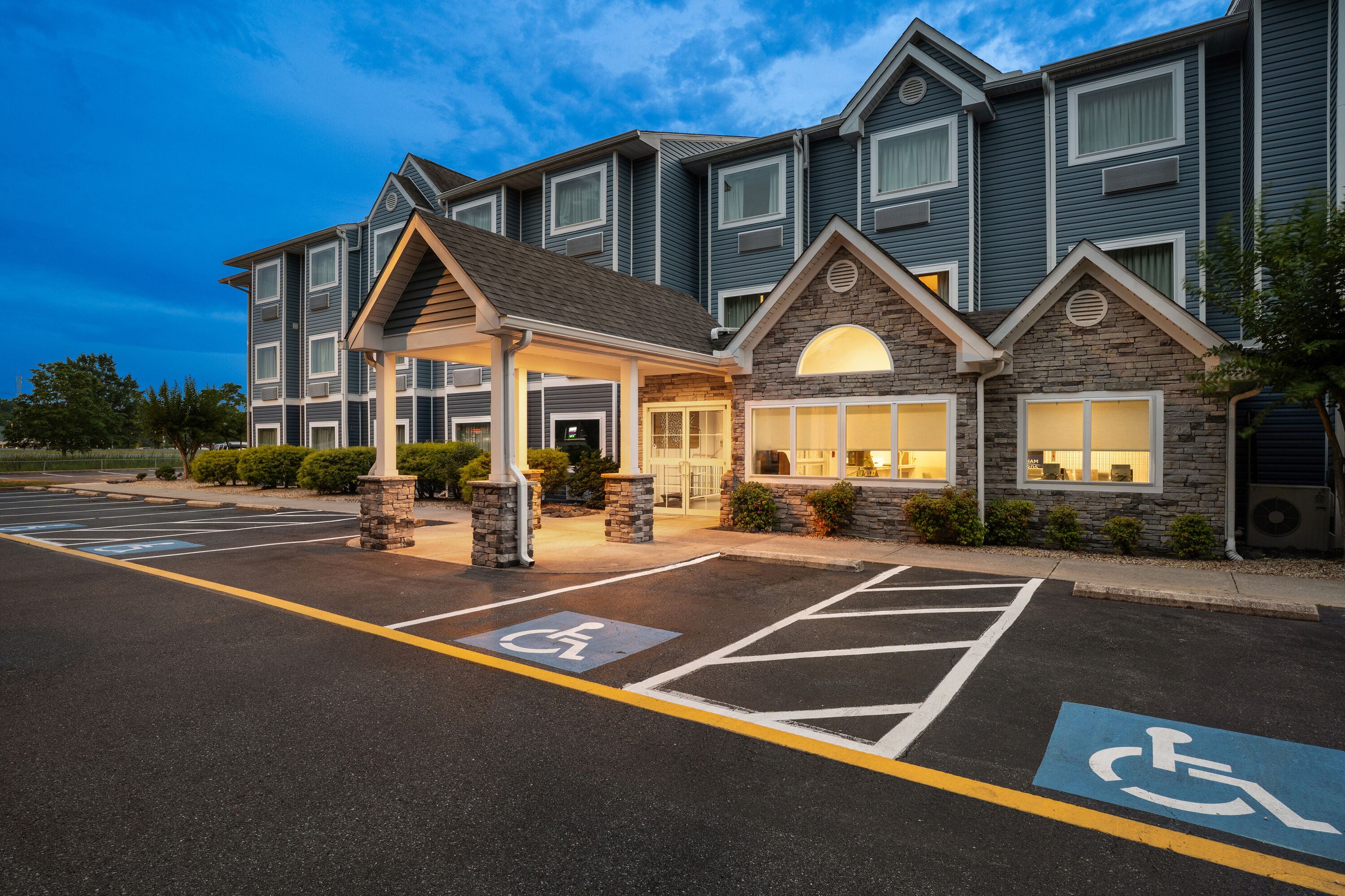 Exterior Night Image of Microtel Inn & Suites by Wyndham Salisbury hotel in Salisbury, Maryland