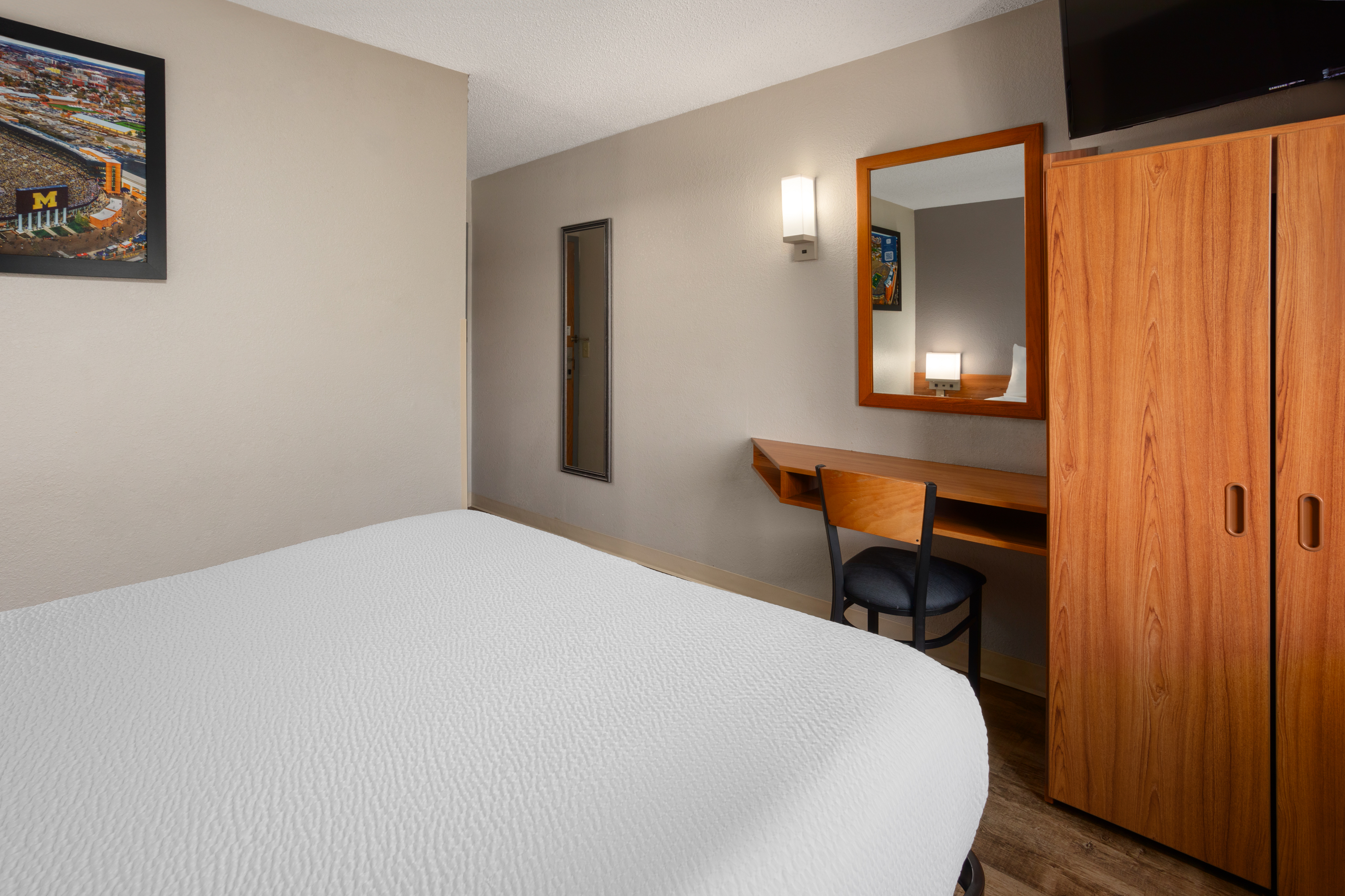 Guest room at the Microtel Inn & Suites by Wyndham Ann Arbor in Ann Arbor, Michigan