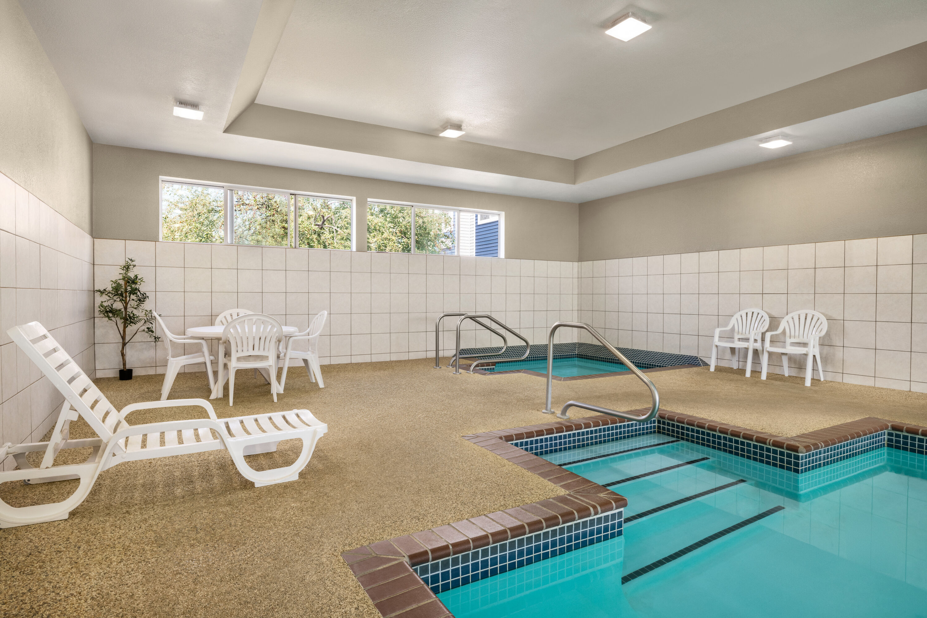 Indoor pool at the Microtel Inn & Suites by Wyndham New Ulm in New Ulm, Minnesota