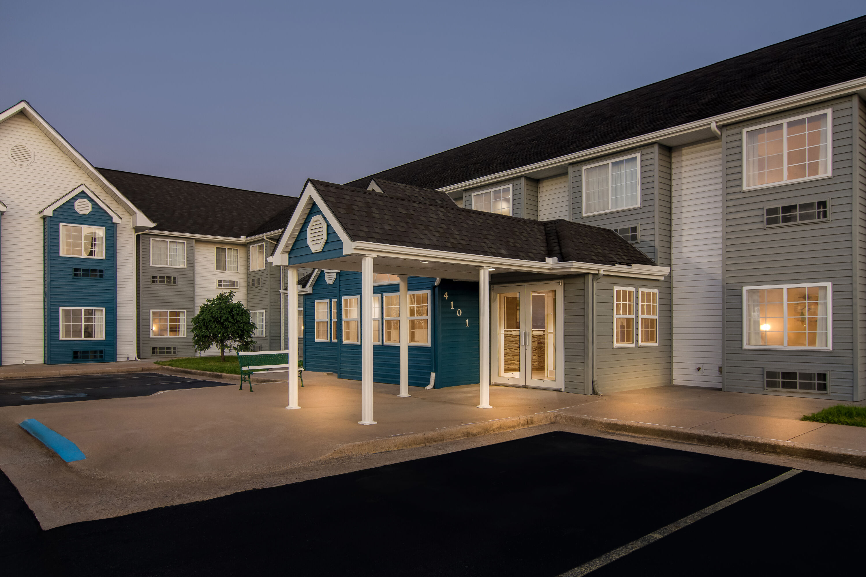 Exterior Night Image of Microtel Inn & Suites by Wyndham Joplin hotel in Joplin, Missouri