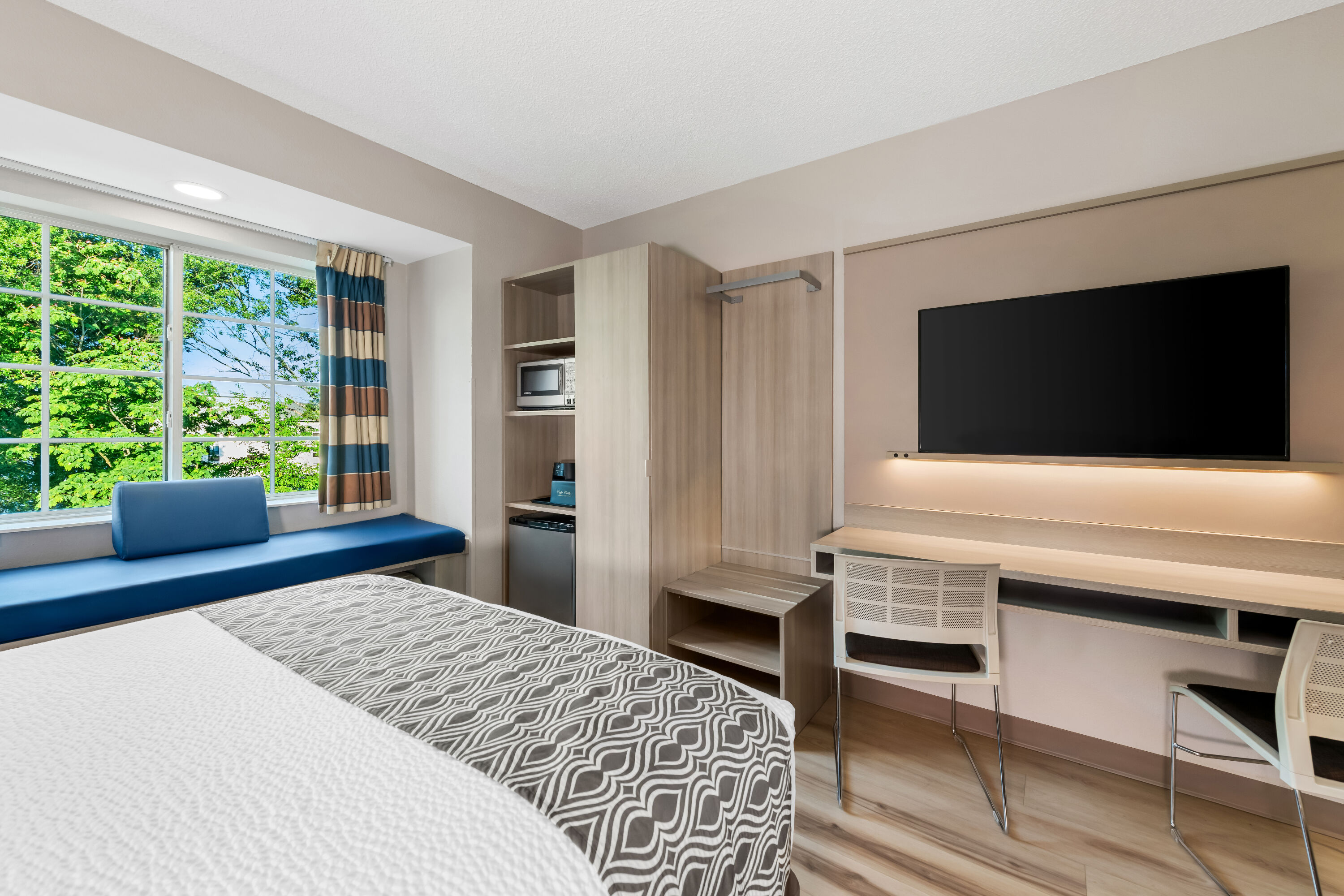 Double bed guest room at the Microtel Inn & Suites by Wyndham Greenville / Woodruff Rd in Greenville, South Carolina
