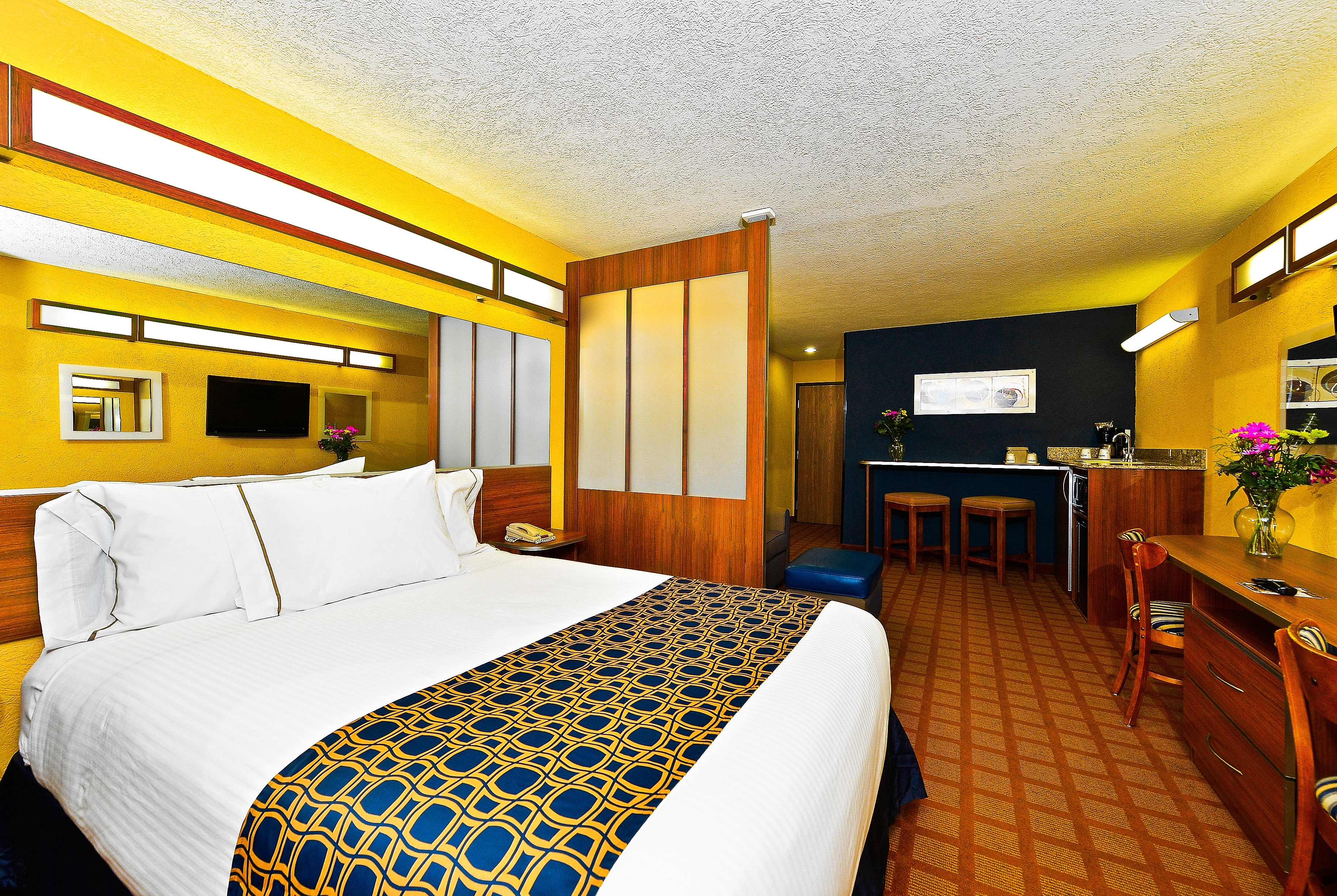 Queen bed guest room at the Microtel Inn & Suites by Wyndham New Braunfels in New Braunfels, Texas