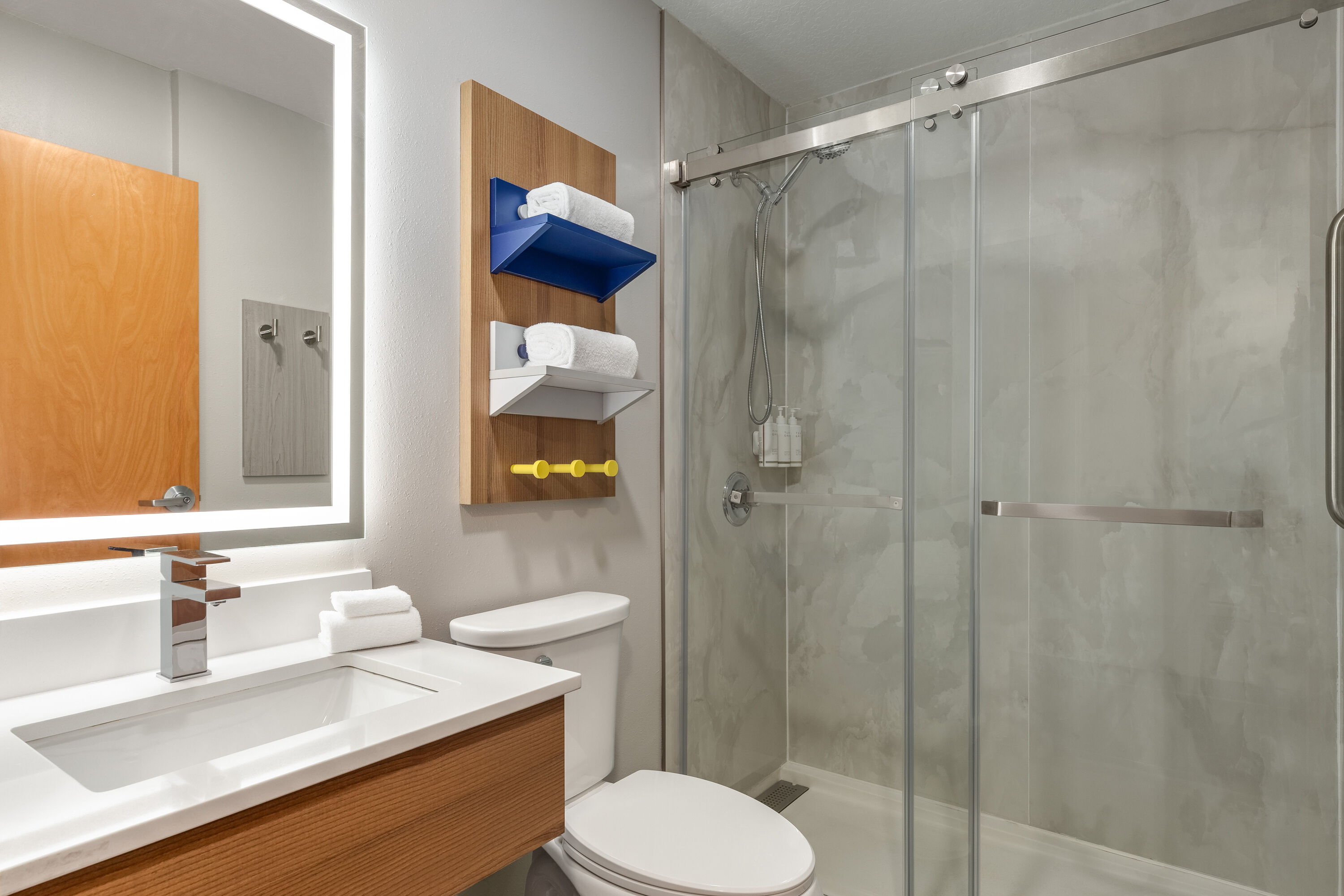 Guest room bath at the Microtel Inn & Suites by Wyndham Culpeper in Culpeper, Virginia